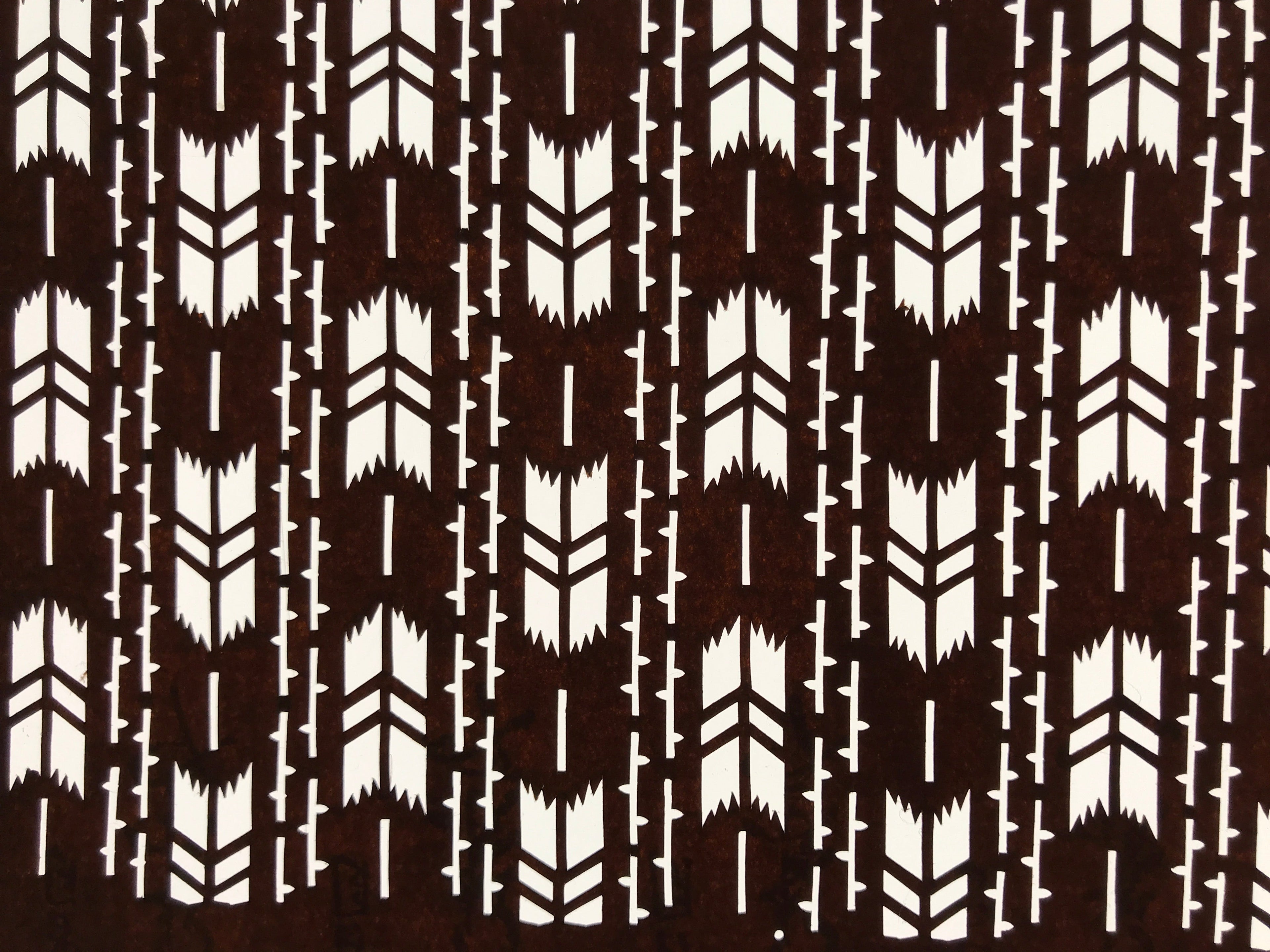 Antique Japanese Ise Katagami Paper Kimono Stencil Yagasuri Yabane Arrows A686