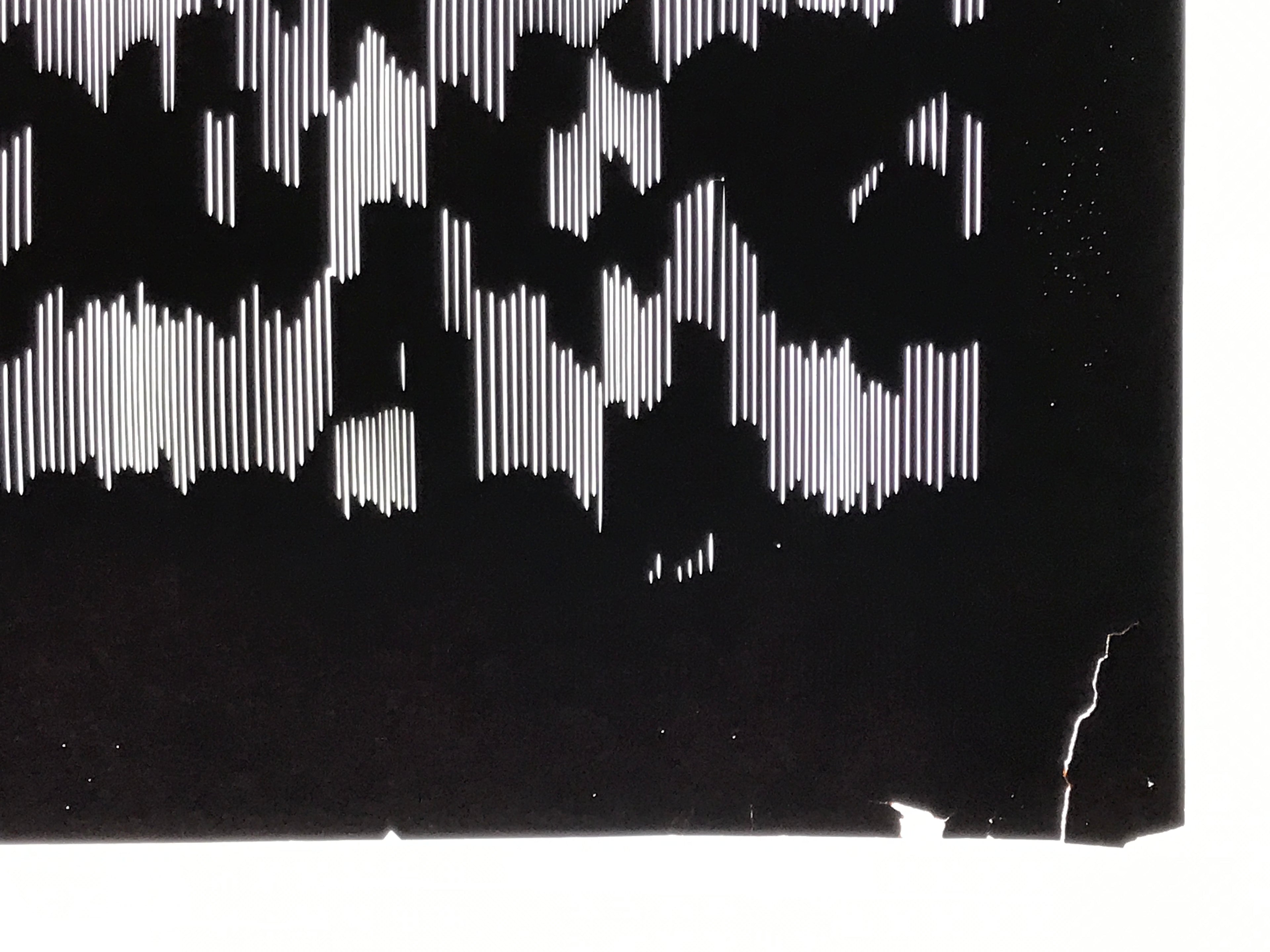 Antique Japanese Katagami Kimono Paper Stencil Background Vertical Lines 4Y656