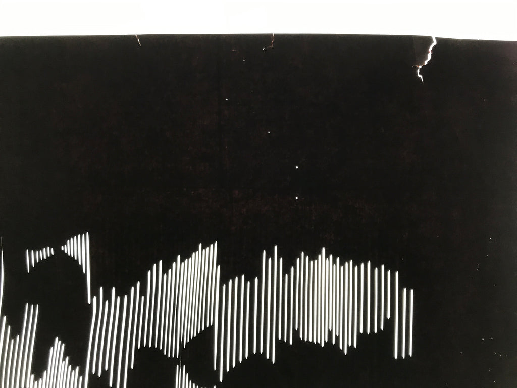 Antique Japanese Katagami Kimono Paper Stencil Background Vertical Lines 4Y656