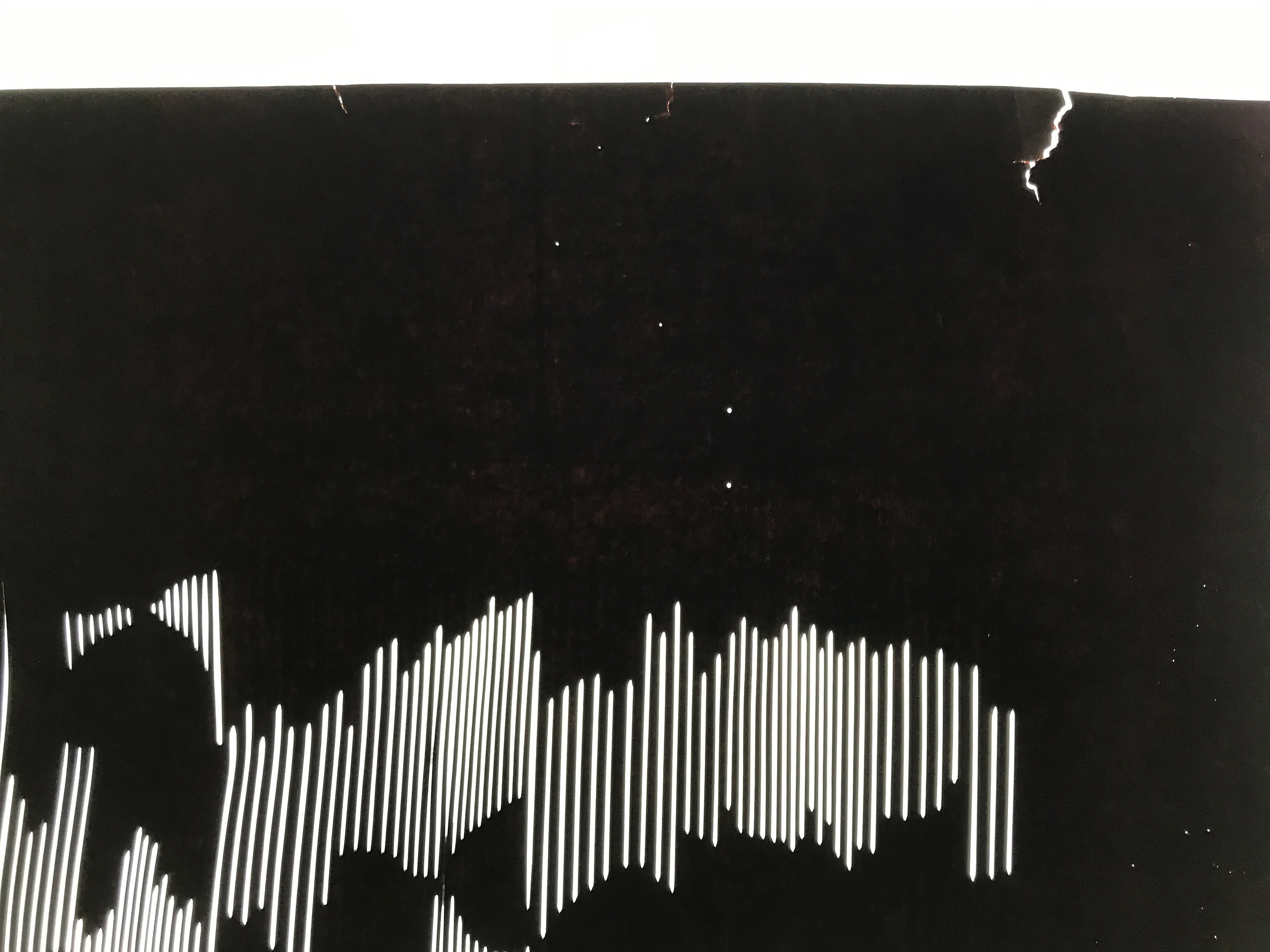 Antique Japanese Katagami Kimono Paper Stencil Background Vertical Lines 4Y656
