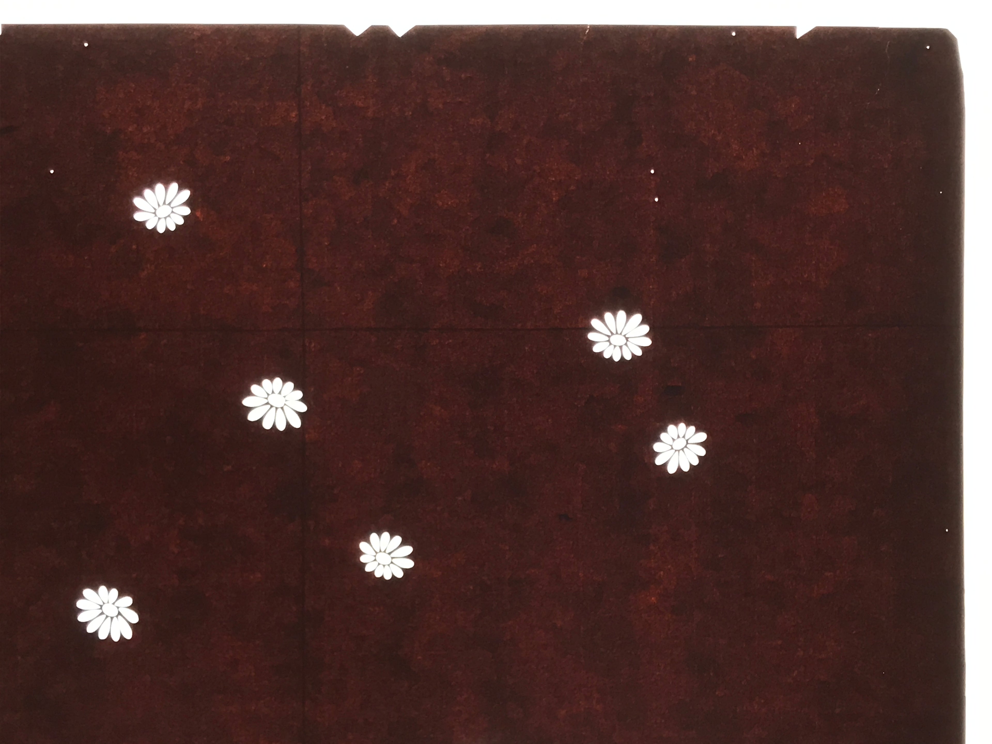 Antique Japanese Katagami Kimono Paper Stencil Chrysanthemum Floral Design 4Y673