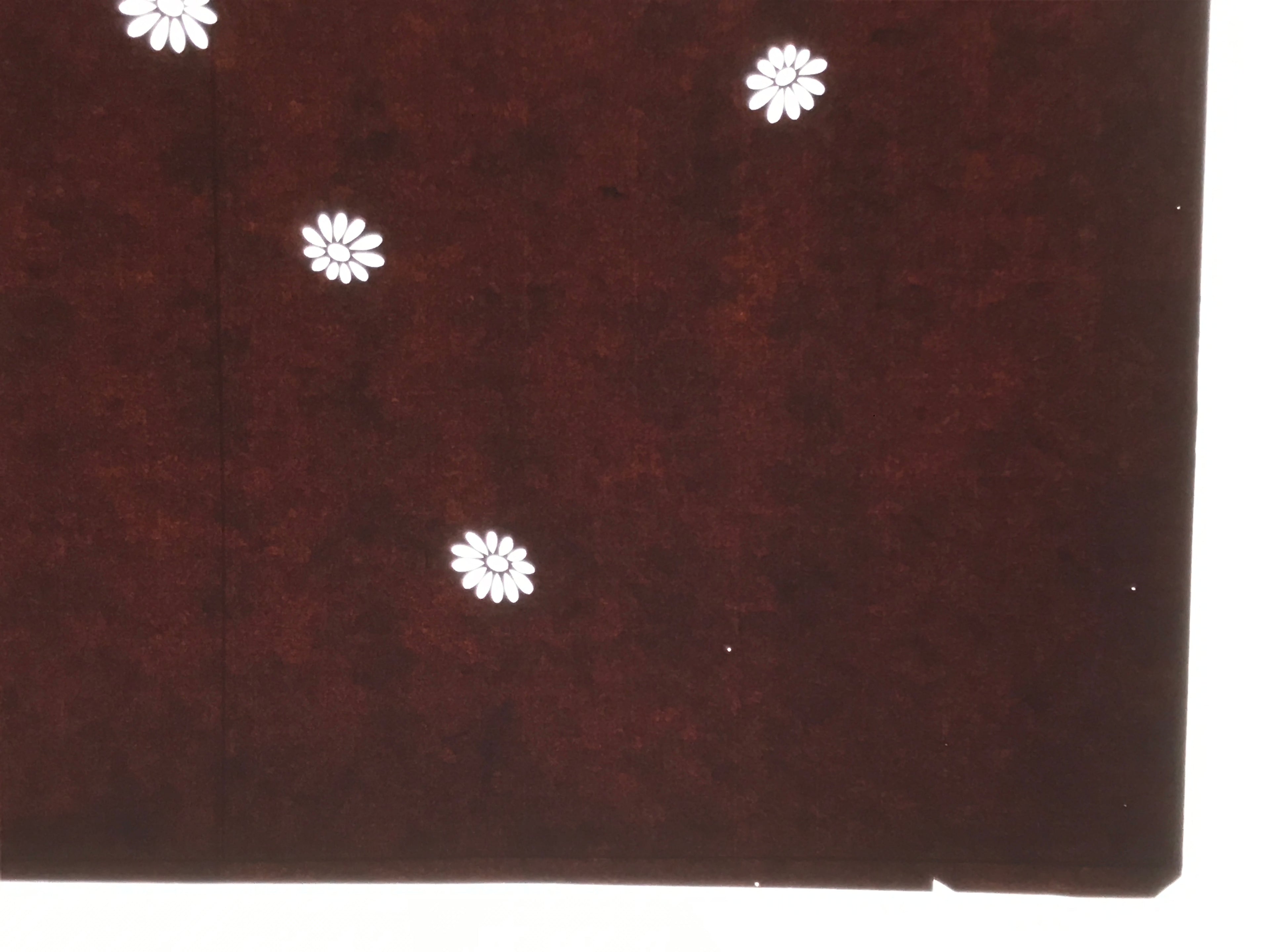 Antique Japanese Katagami Kimono Paper Stencil Chrysanthemum Floral Design 4Y673