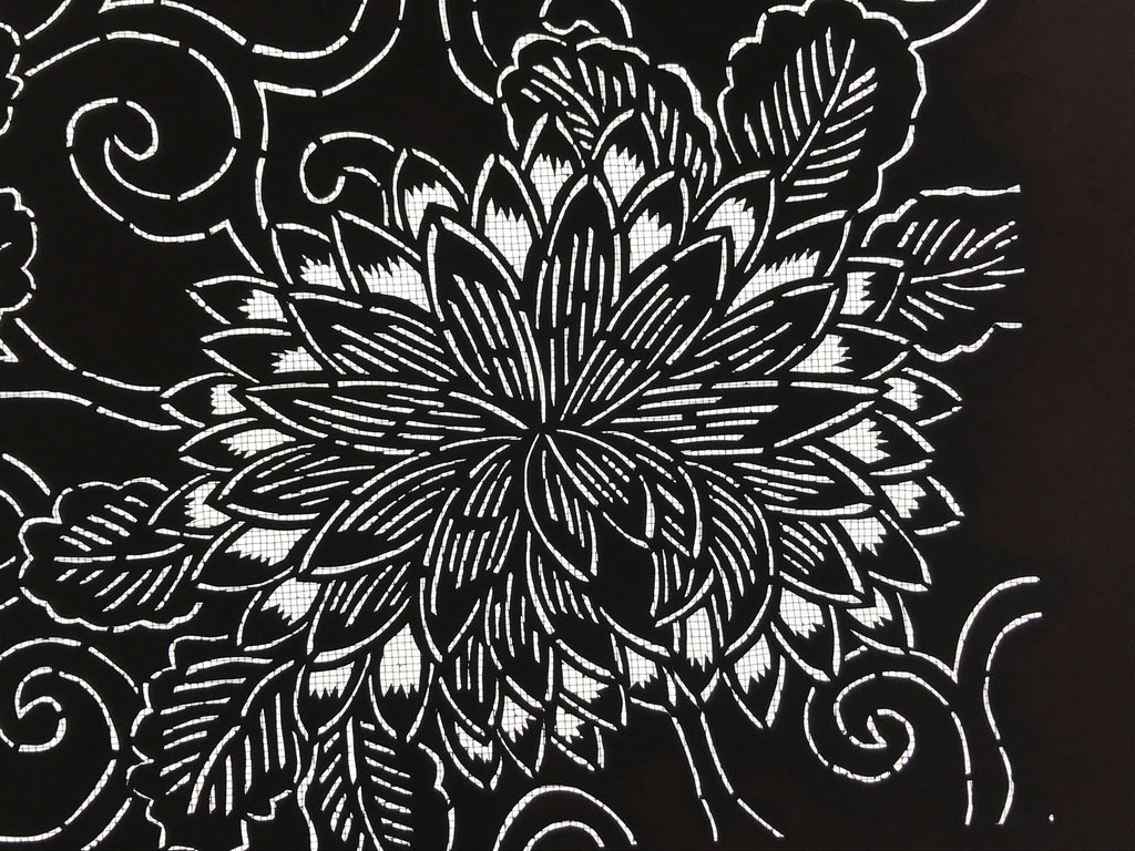 Antique Japanese Katagami Kimono Paper Stencil Chrysanthemum Karakusa 4Y557