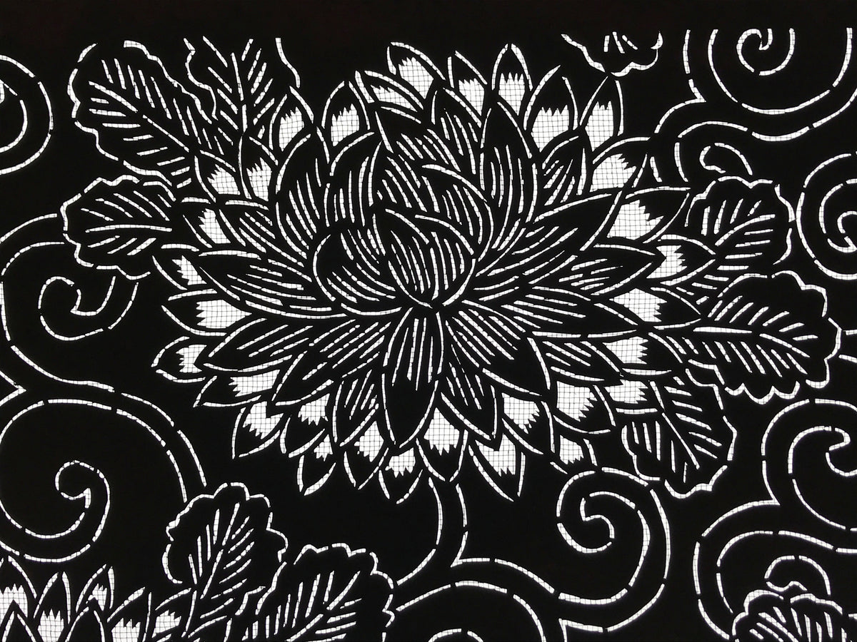 Antique Japanese Katagami Kimono Paper Stencil Chrysanthemum Karakusa 4Y557