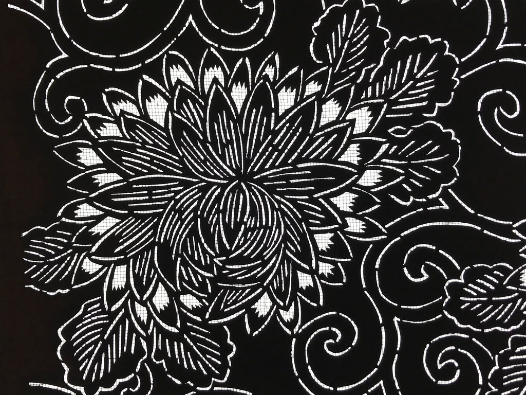 Antique Japanese Katagami Kimono Paper Stencil Chrysanthemum Karakusa 4Y557