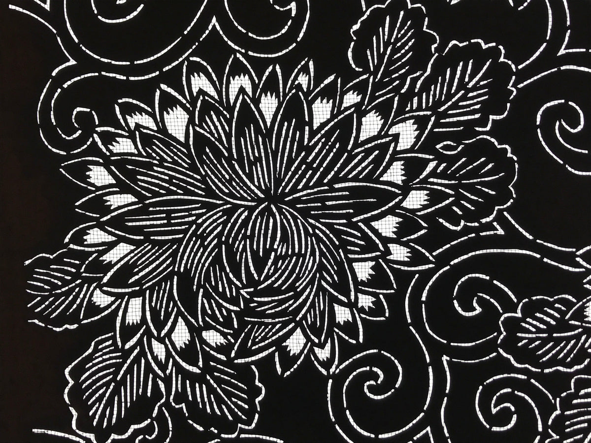 Antique Japanese Katagami Kimono Paper Stencil Chrysanthemum Karakusa 4Y557