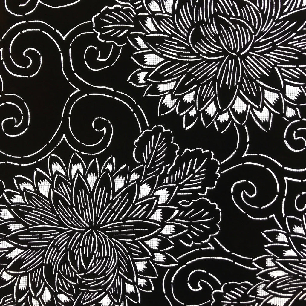 Antique Japanese Katagami Kimono Paper Stencil Chrysanthemum Karakusa 4Y557