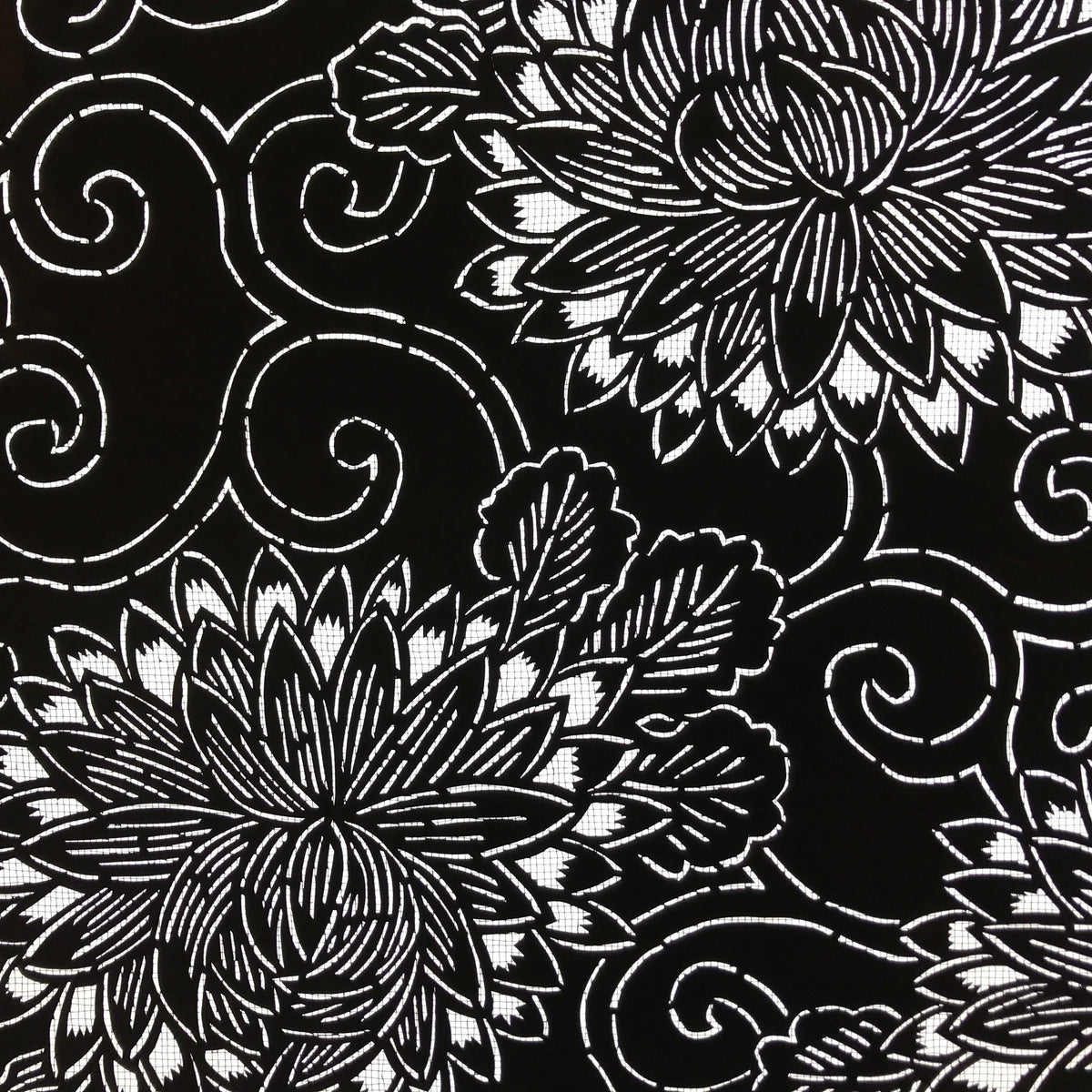 Antique Japanese Katagami Kimono Paper Stencil Chrysanthemum Karakusa 4Y557