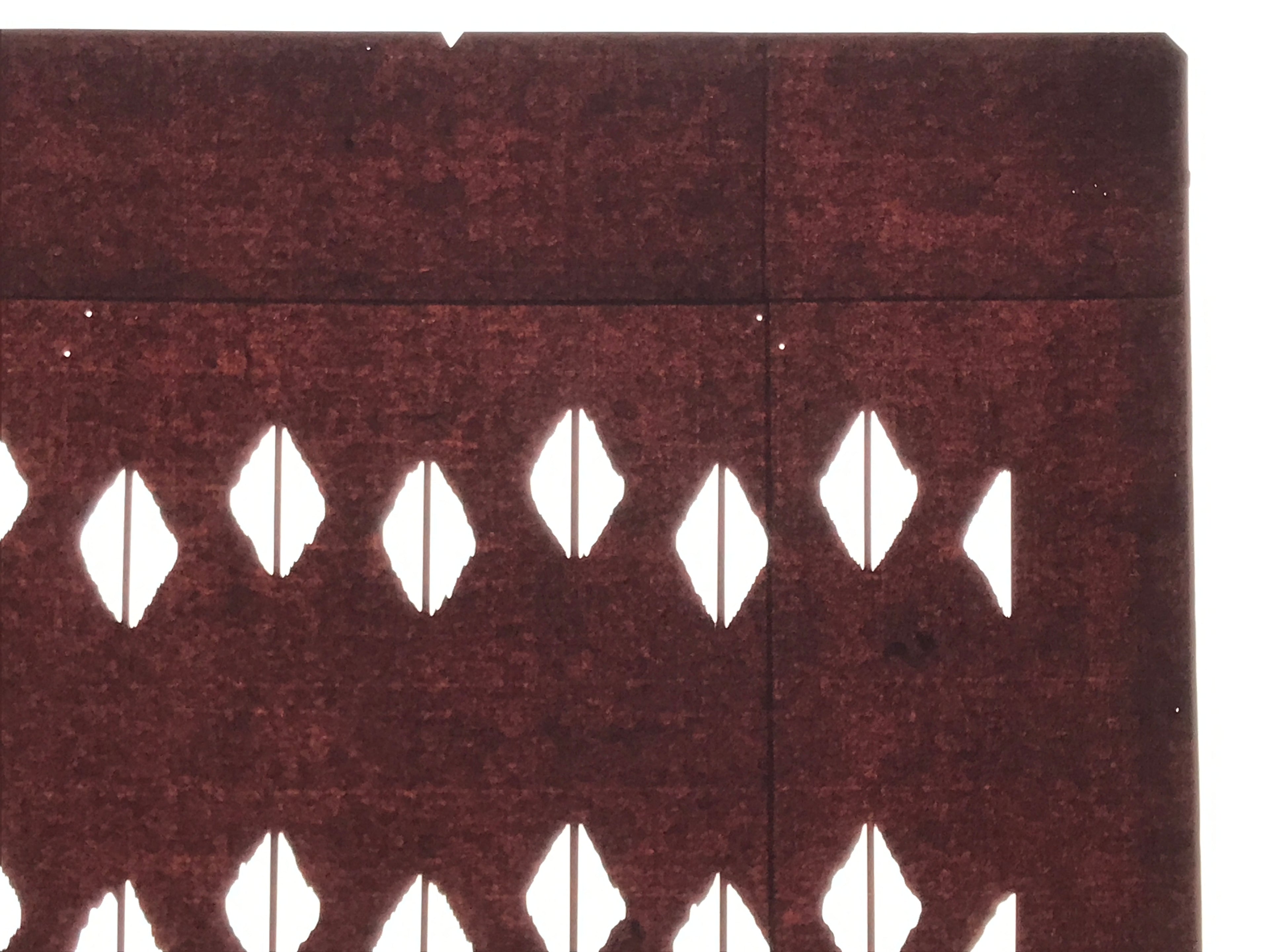 Antique Japanese Katagami Kimono Paper Stencil Katazome Abstract Diamond 4Y690