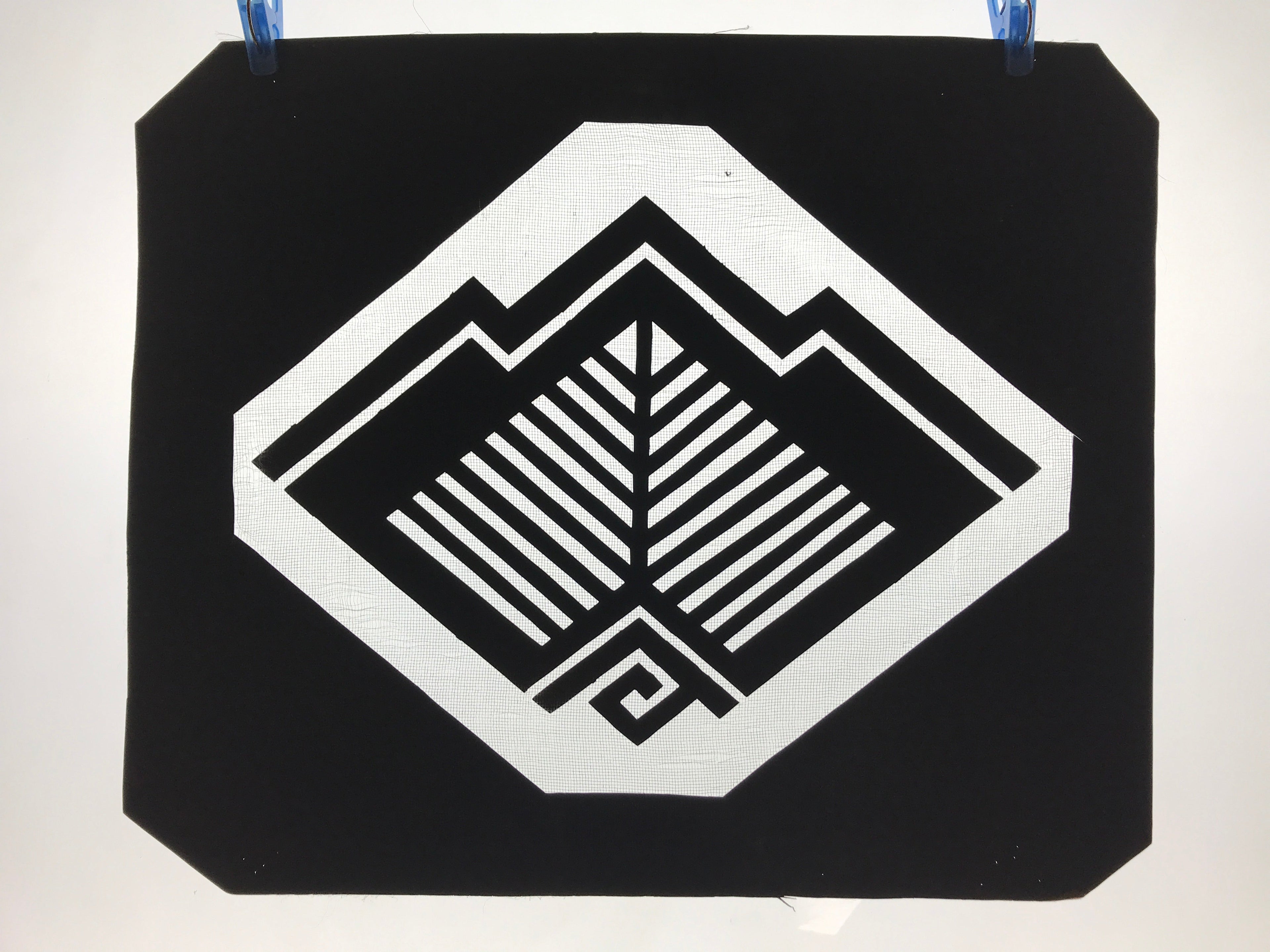 Antique Japanese Katagami Kimono Paper Stencil Katazome Abstract Geometric 4Y543