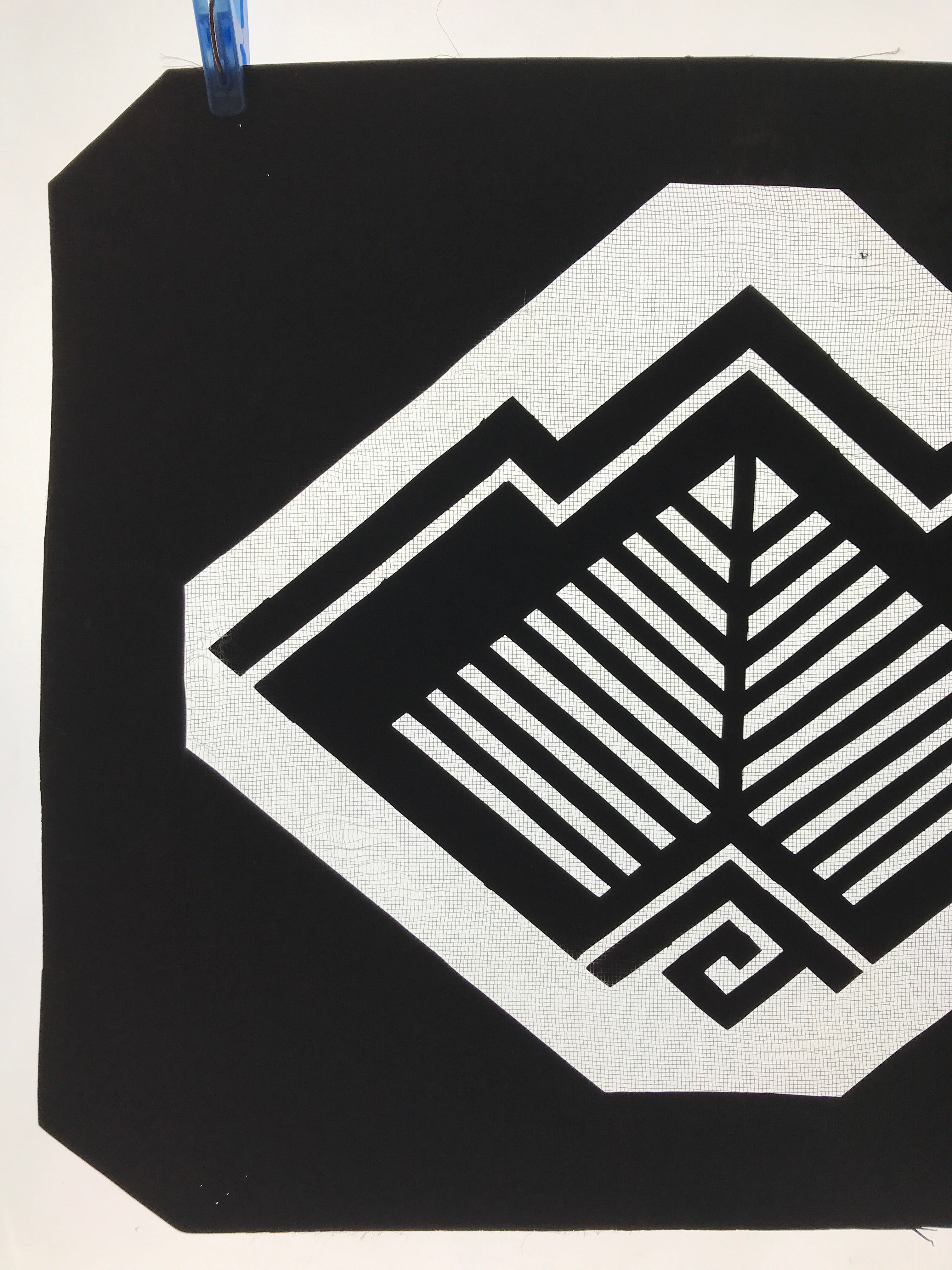 Antique Japanese Katagami Kimono Paper Stencil Katazome Abstract Geometric 4Y543
