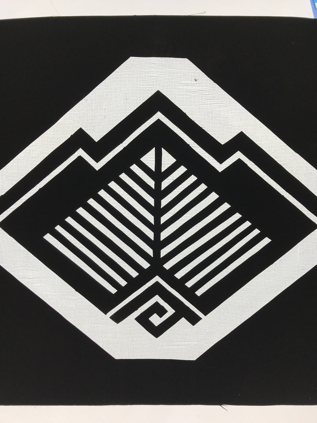 Antique Japanese Katagami Kimono Paper Stencil Katazome Abstract Geometric 4Y543