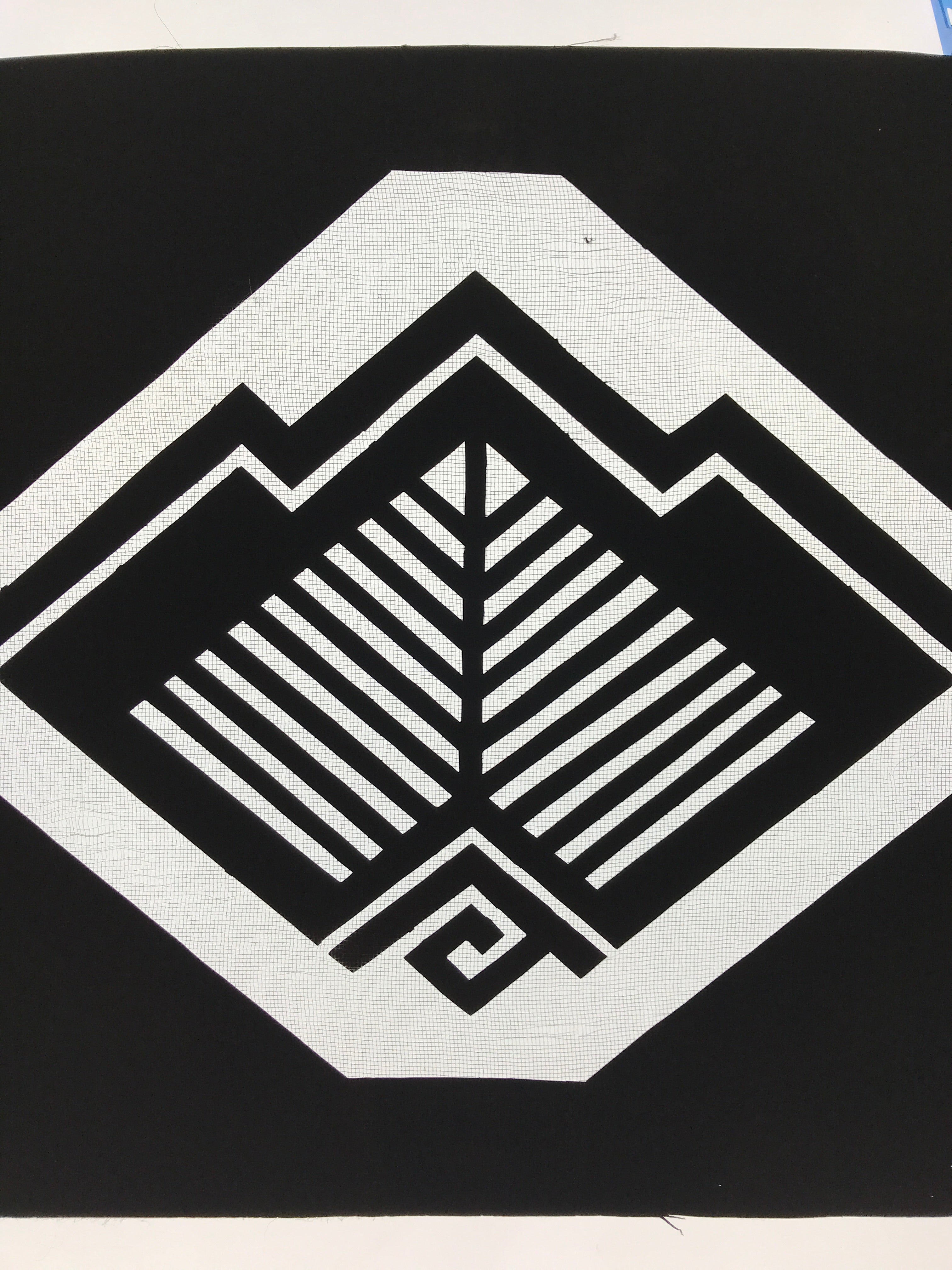 Antique Japanese Katagami Kimono Paper Stencil Katazome Abstract Geometric 4Y543