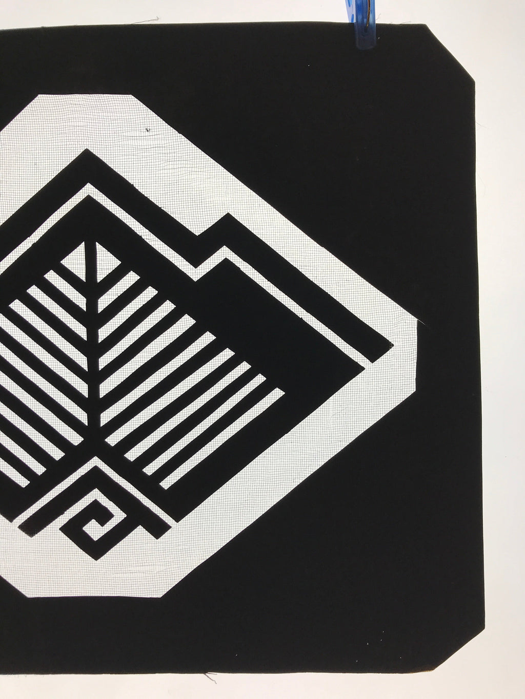 Antique Japanese Katagami Kimono Paper Stencil Katazome Abstract Geometric 4Y543
