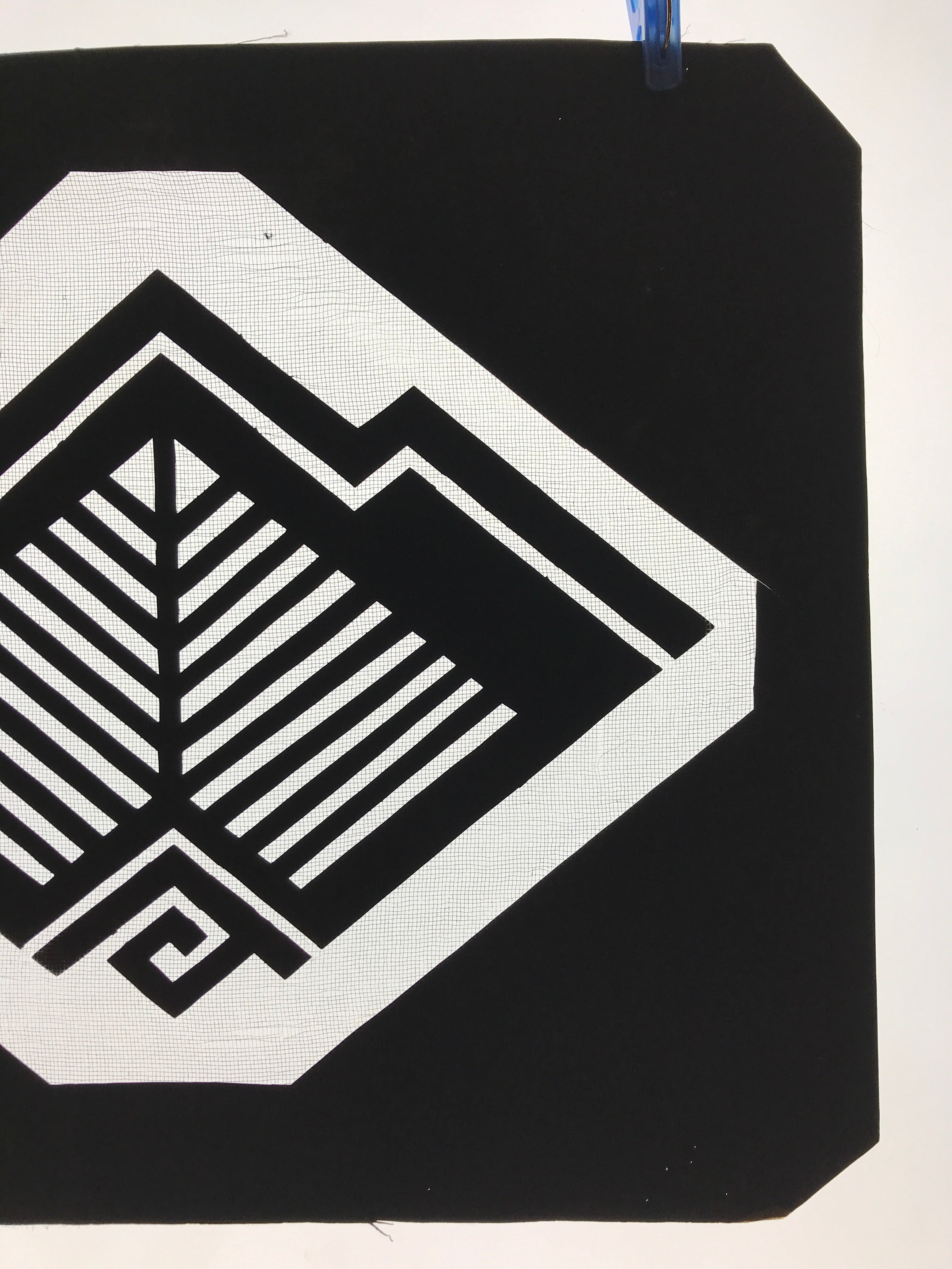 Antique Japanese Katagami Kimono Paper Stencil Katazome Abstract Geometric 4Y543