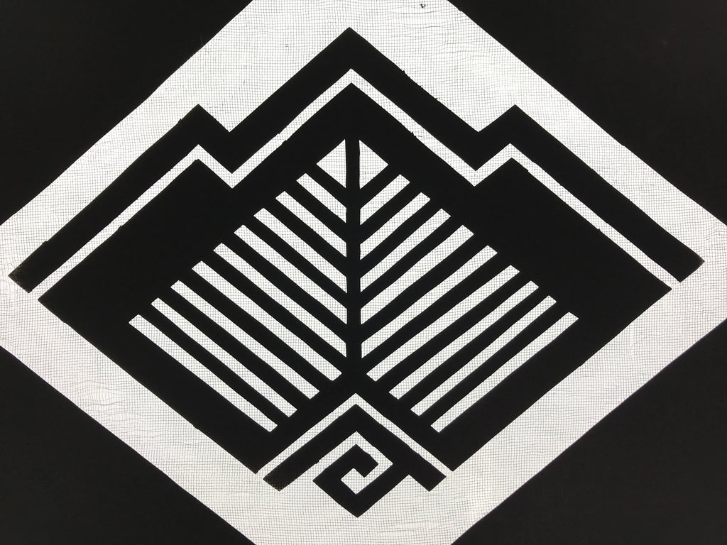 Antique Japanese Katagami Kimono Paper Stencil Katazome Abstract Geometric 4Y543