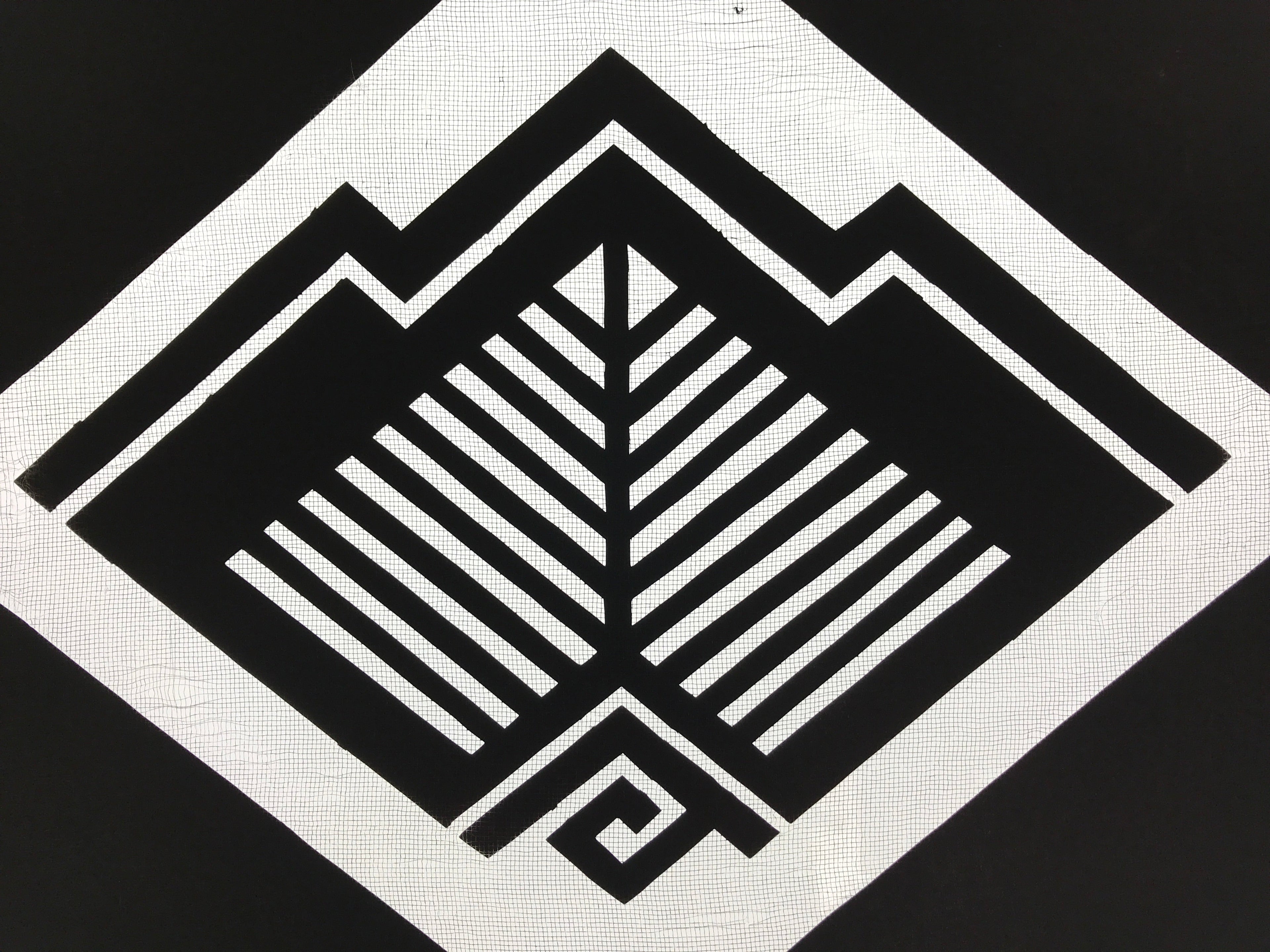 Antique Japanese Katagami Kimono Paper Stencil Katazome Abstract Geometric 4Y543