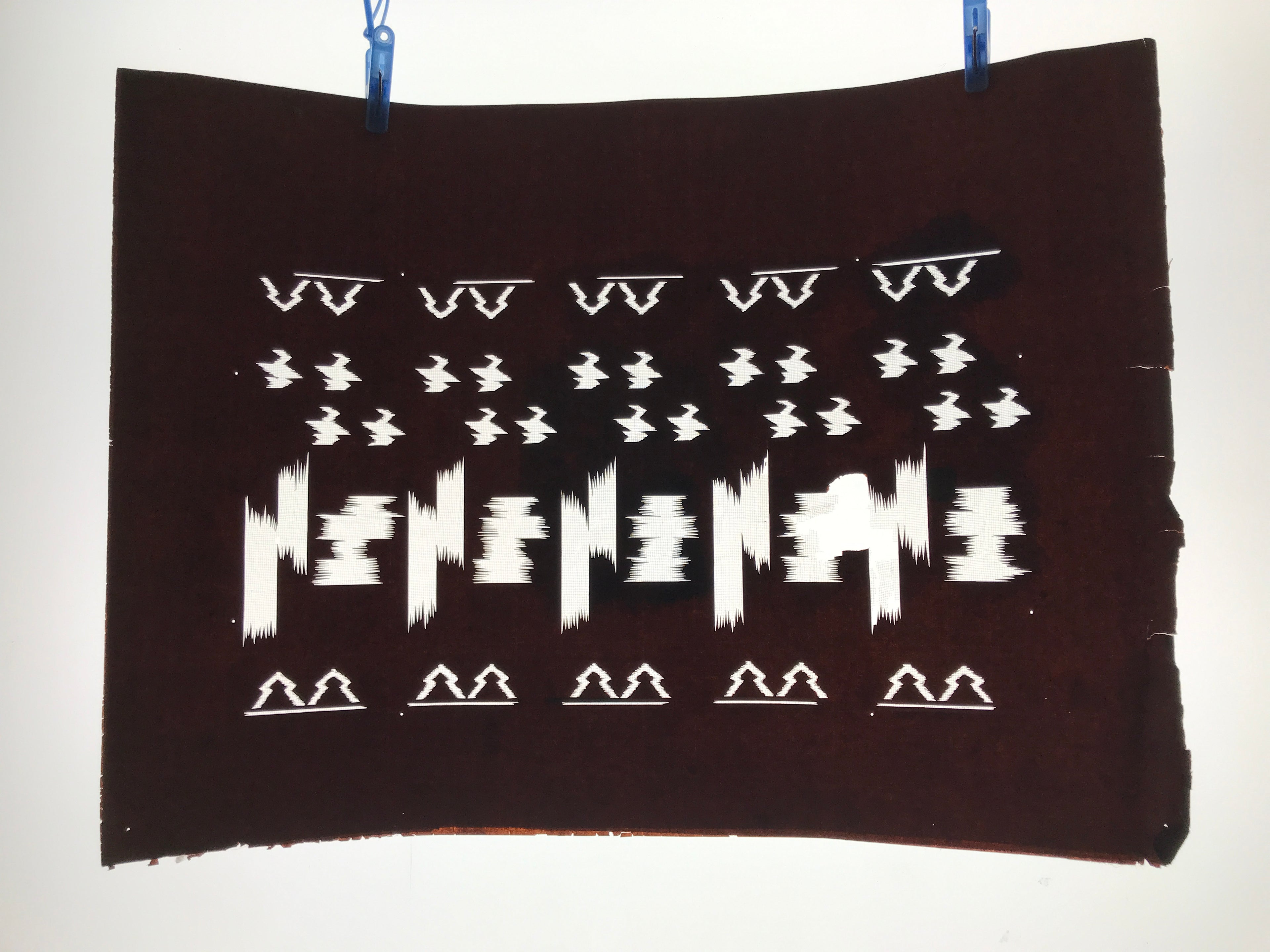 Antique Japanese Katagami Kimono Paper Stencil Katazome Abstract Geometric 4Y627