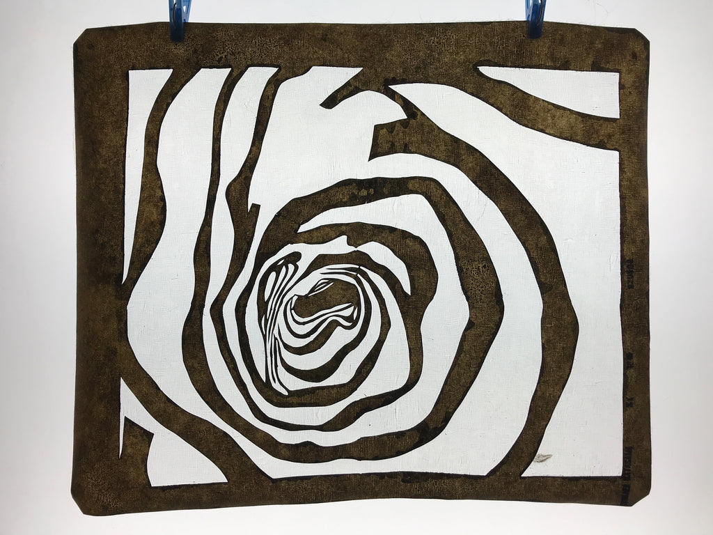 Antique Japanese Katagami Kimono Paper Stencil Katazome Abstract Rose 4Y588
