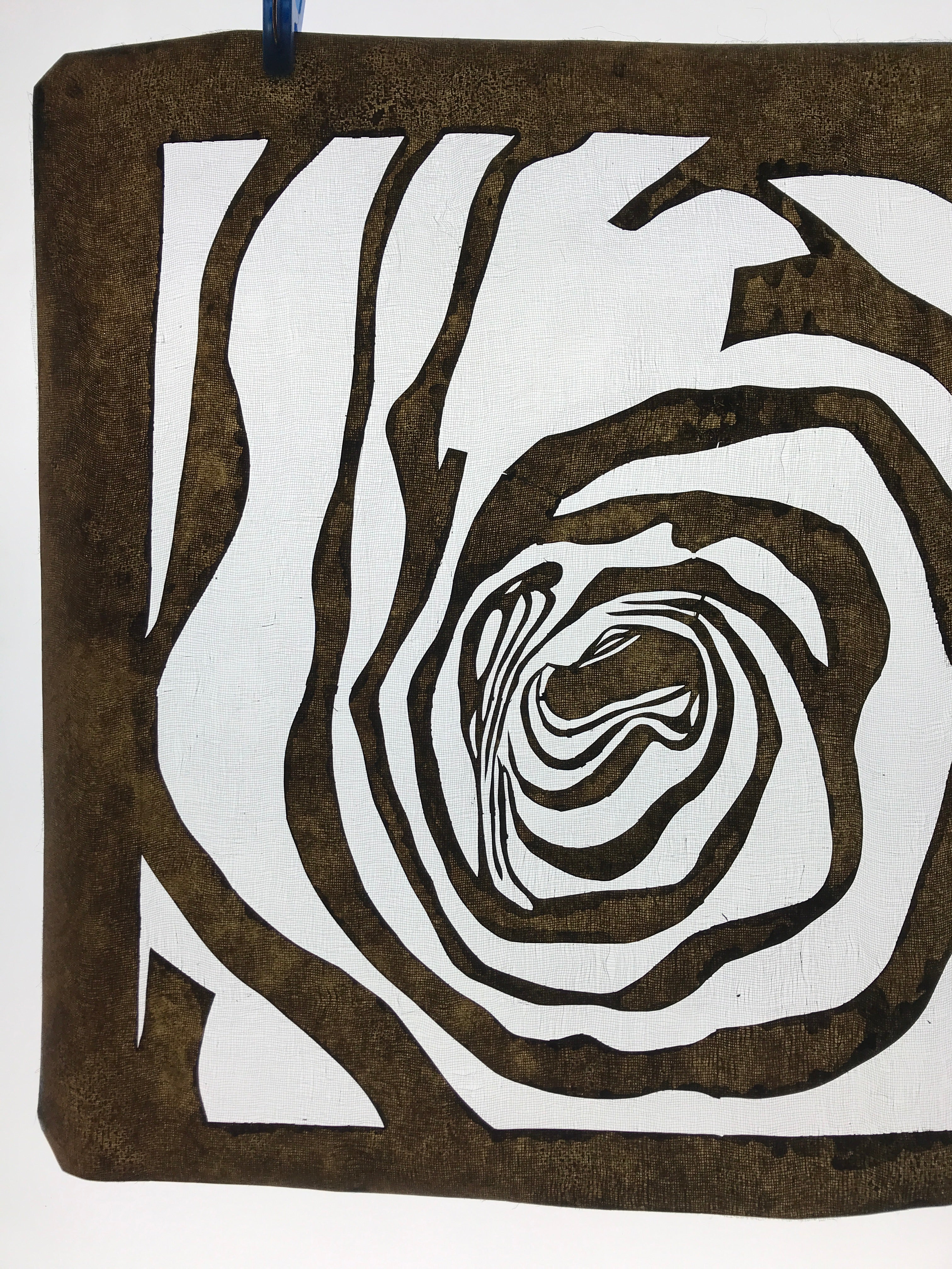 Antique Japanese Katagami Kimono Paper Stencil Katazome Abstract Rose 4Y588