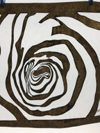 Antique Japanese Katagami Kimono Paper Stencil Katazome Abstract Rose 4Y588