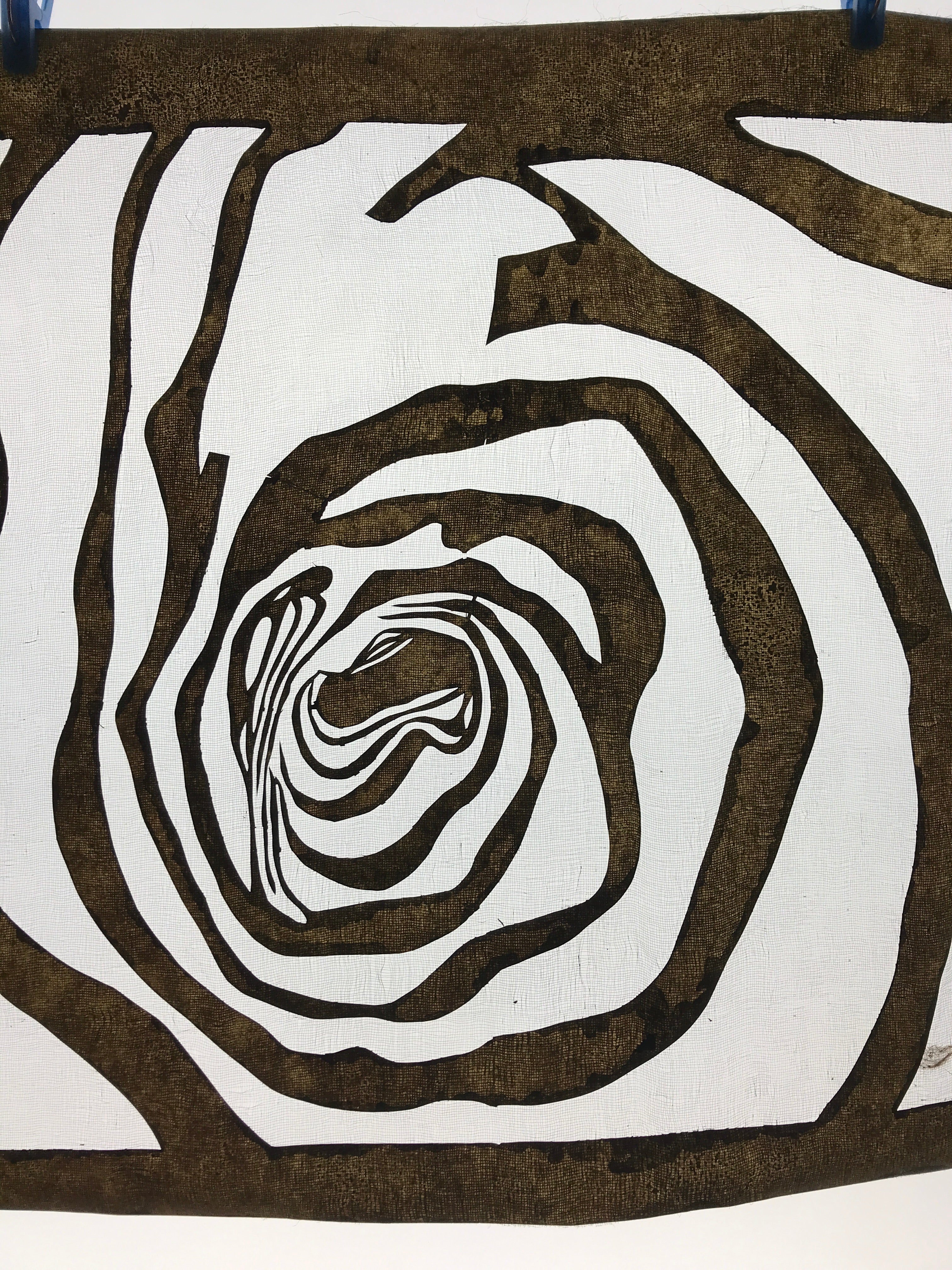Antique Japanese Katagami Kimono Paper Stencil Katazome Abstract Rose 4Y588