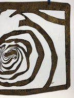 Antique Japanese Katagami Kimono Paper Stencil Katazome Abstract Rose 4Y588
