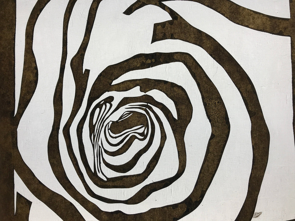 Antique Japanese Katagami Kimono Paper Stencil Katazome Abstract Rose 4Y588