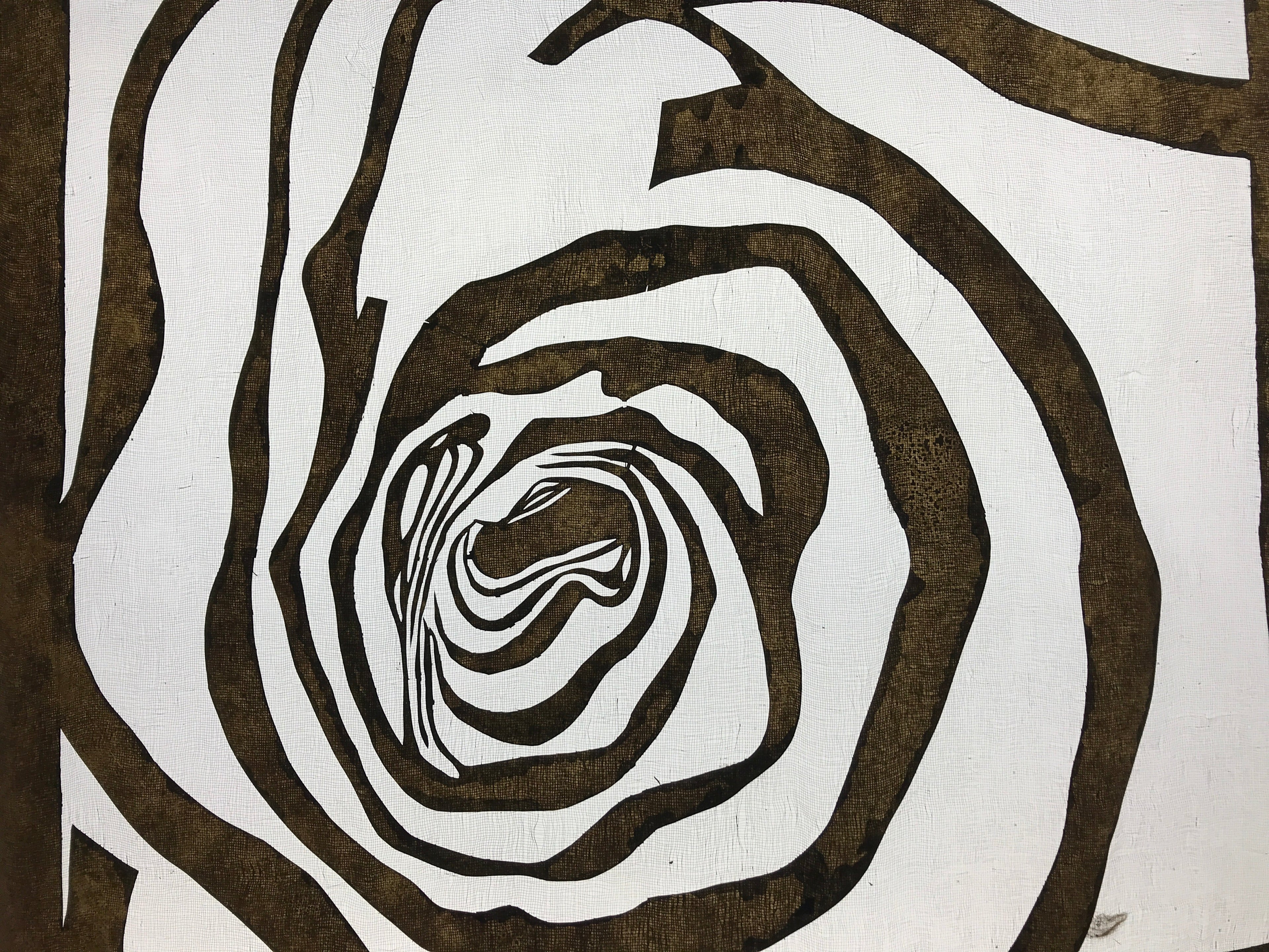 Antique Japanese Katagami Kimono Paper Stencil Katazome Abstract Rose 4Y588