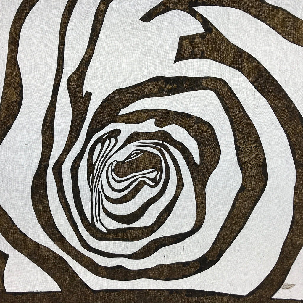 Antique Japanese Katagami Kimono Paper Stencil Katazome Abstract Rose 4Y588