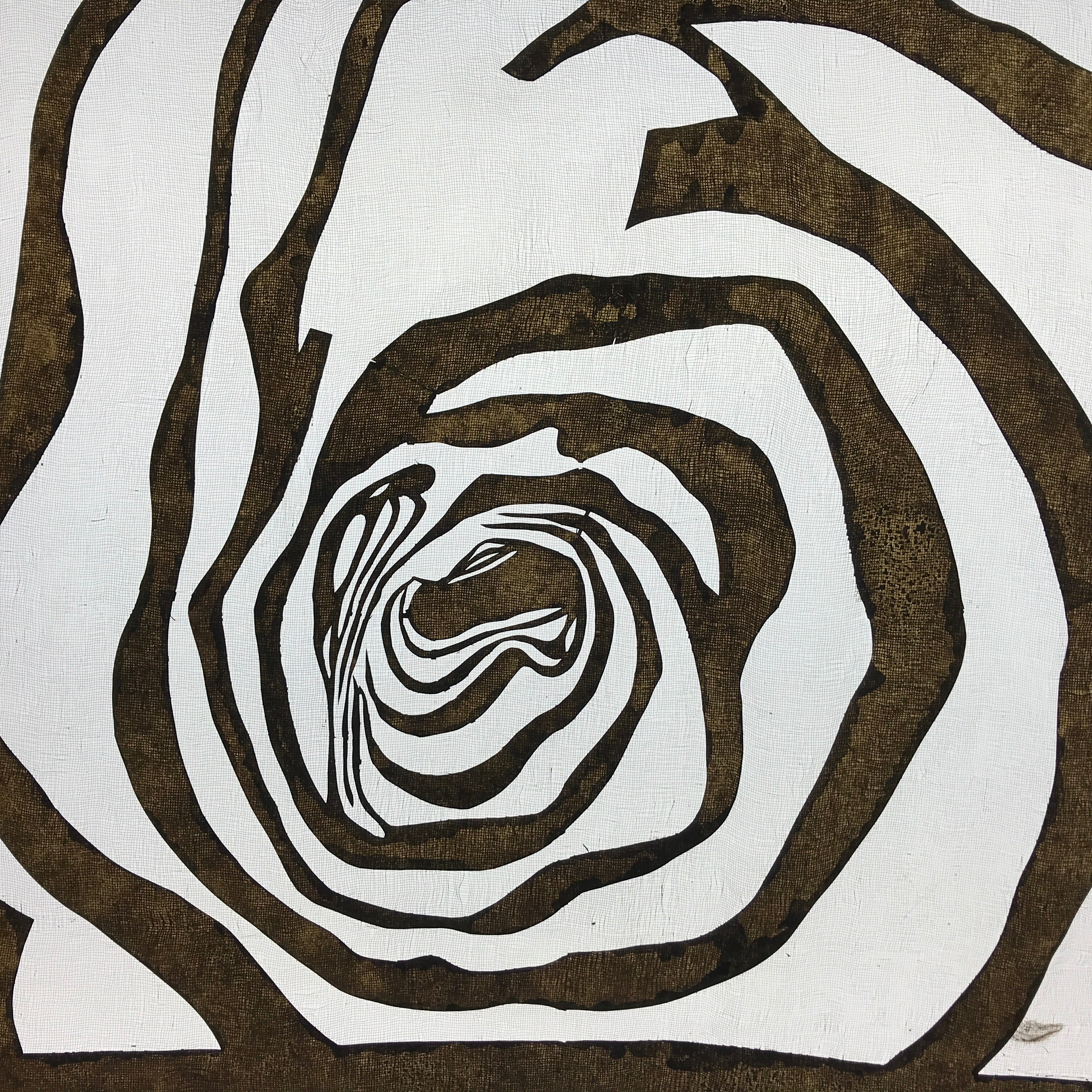 Antique Japanese Katagami Kimono Paper Stencil Katazome Abstract Rose 4Y588