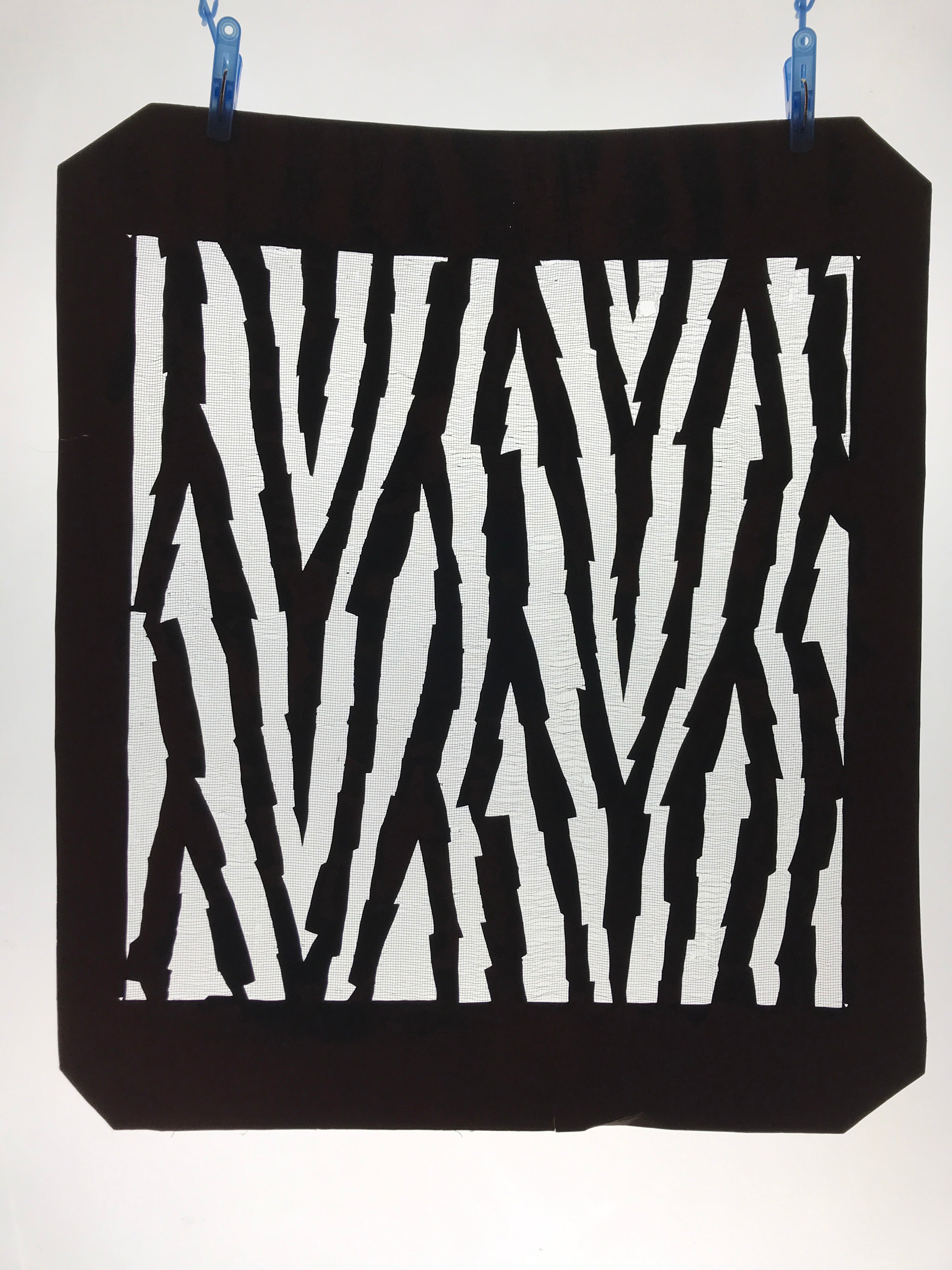 Antique Japanese Katagami Kimono Paper Stencil Katazome Abstract Stripes 4Y562