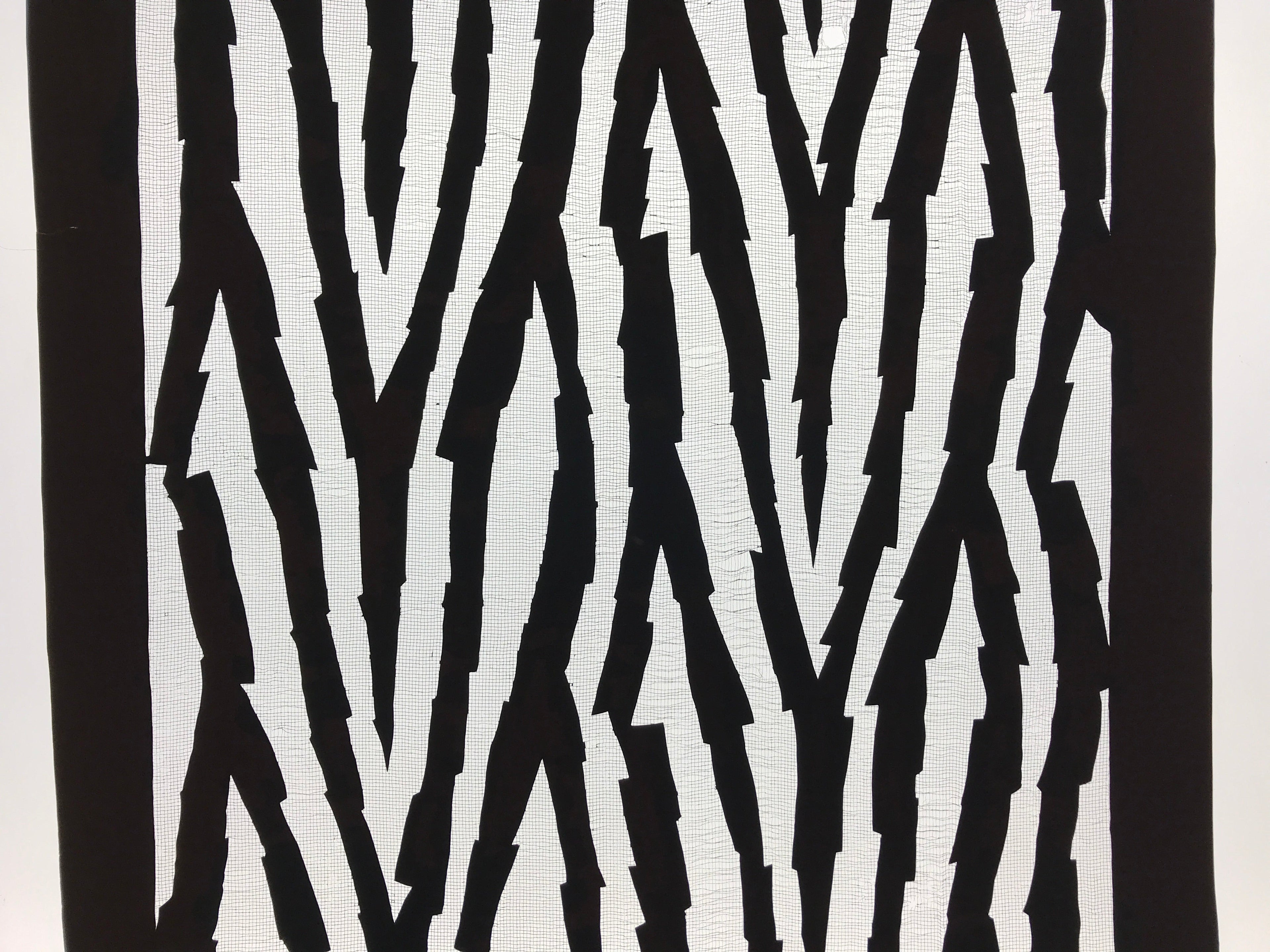 Antique Japanese Katagami Kimono Paper Stencil Katazome Abstract Stripes 4Y562