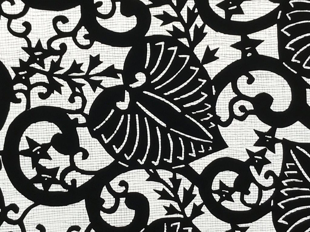 Antique Japanese Katagami Kimono Paper Stencil Katazome Anthurium Flowers 4Y570