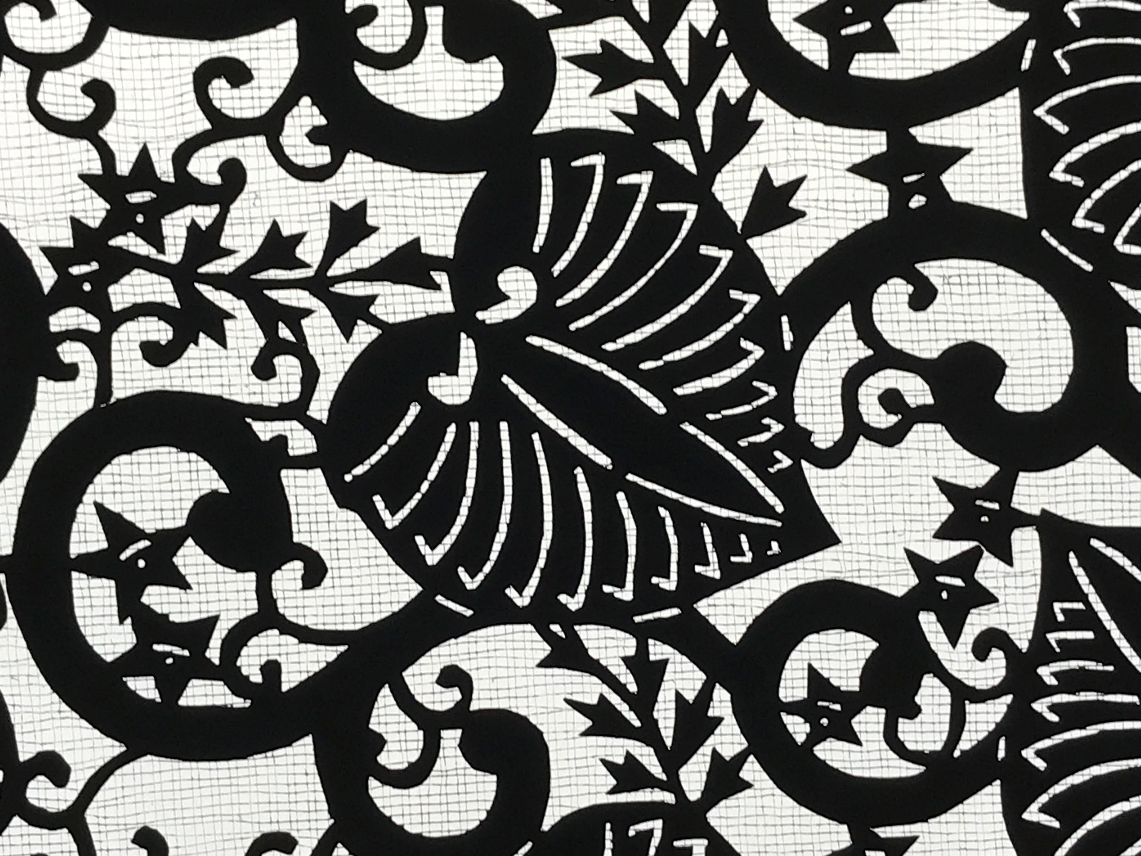 Antique Japanese Katagami Kimono Paper Stencil Katazome Anthurium Flowers 4Y570