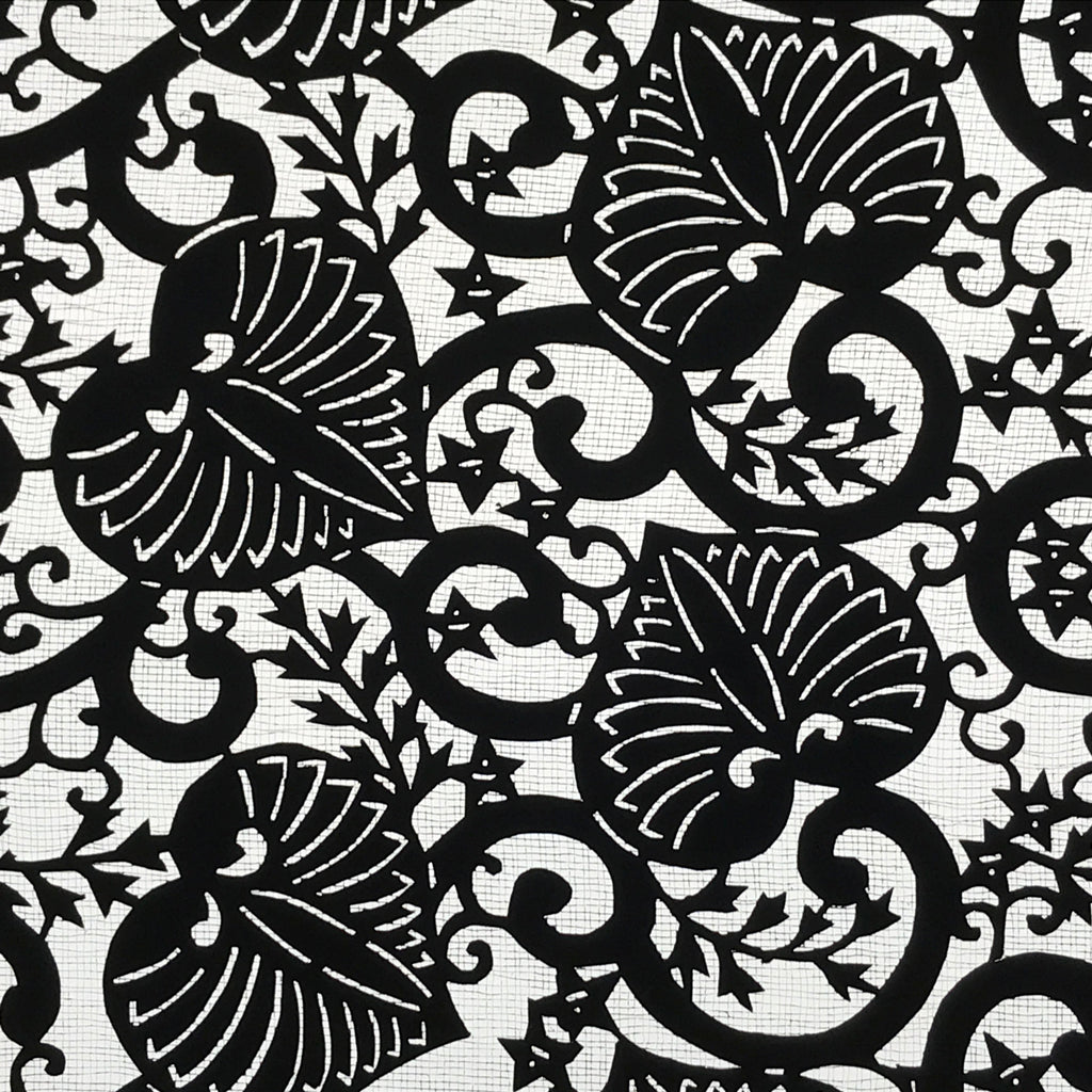 Antique Japanese Katagami Kimono Paper Stencil Katazome Anthurium Flowers 4Y570