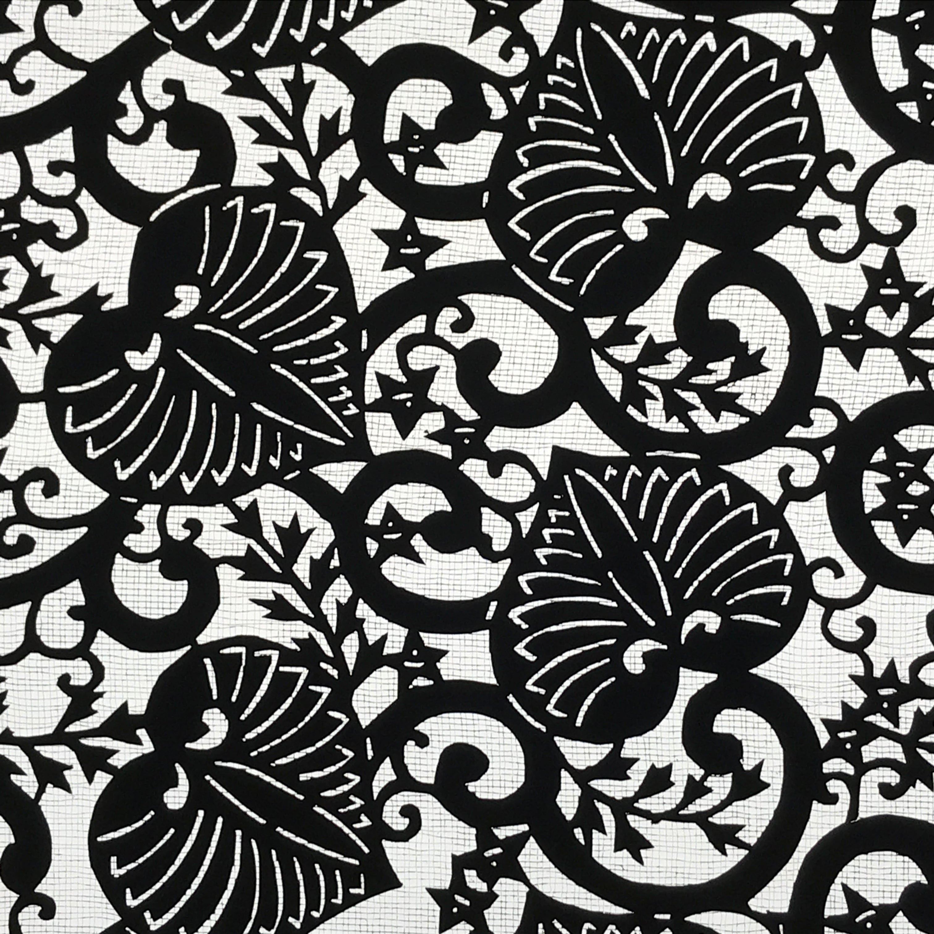 Antique Japanese Katagami Kimono Paper Stencil Katazome Anthurium Flowers 4Y570