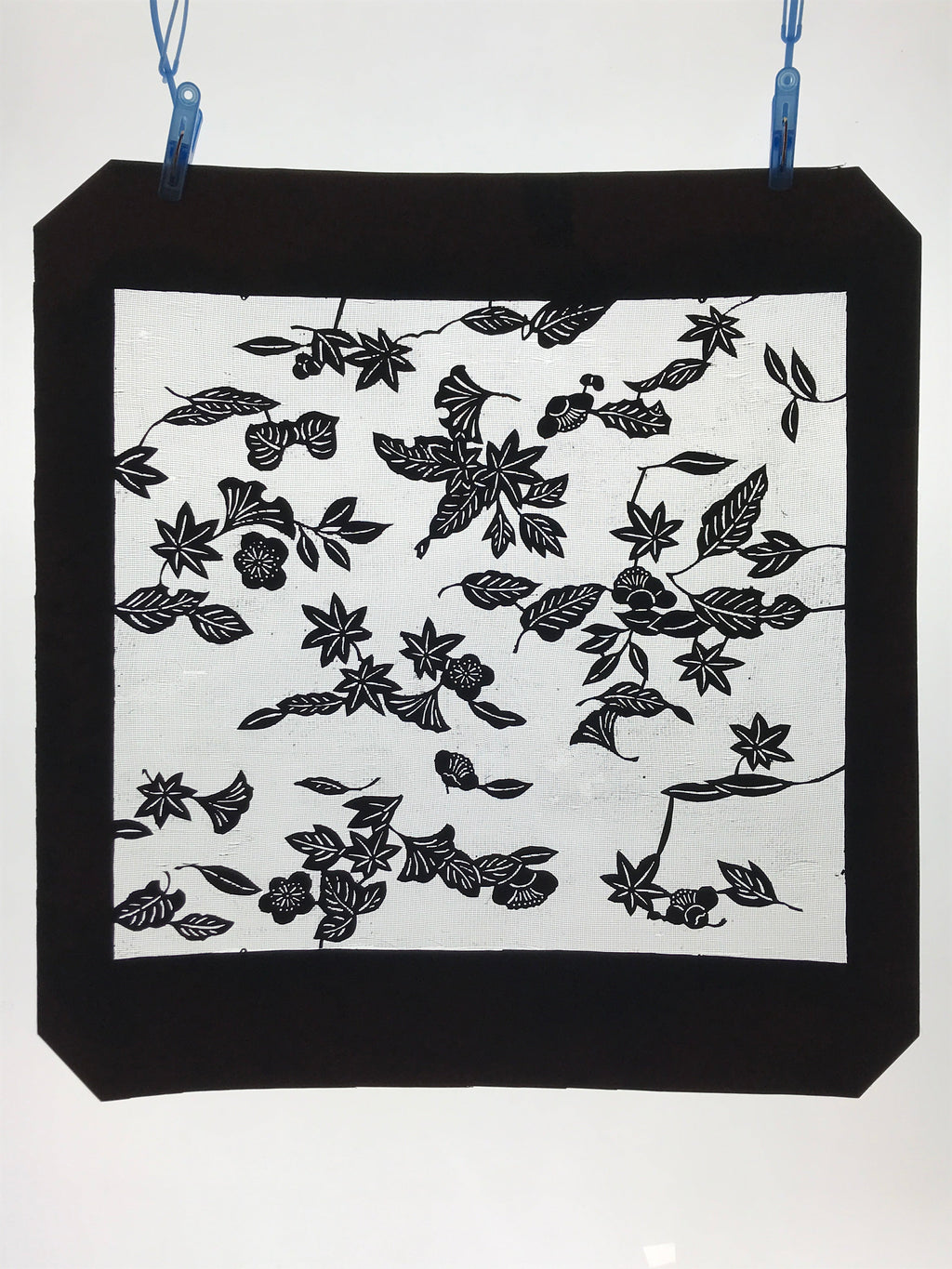 Antique Japanese Katagami Kimono Paper Stencil Katazome Autumn Leaves 4Y553