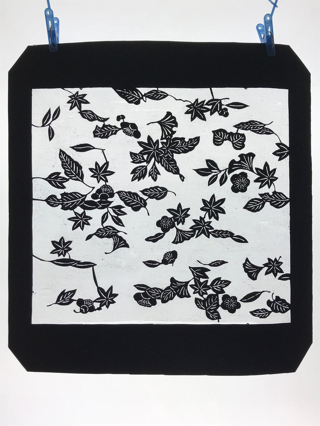 Antique Japanese Katagami Kimono Paper Stencil Katazome Autumn Leaves 4Y553