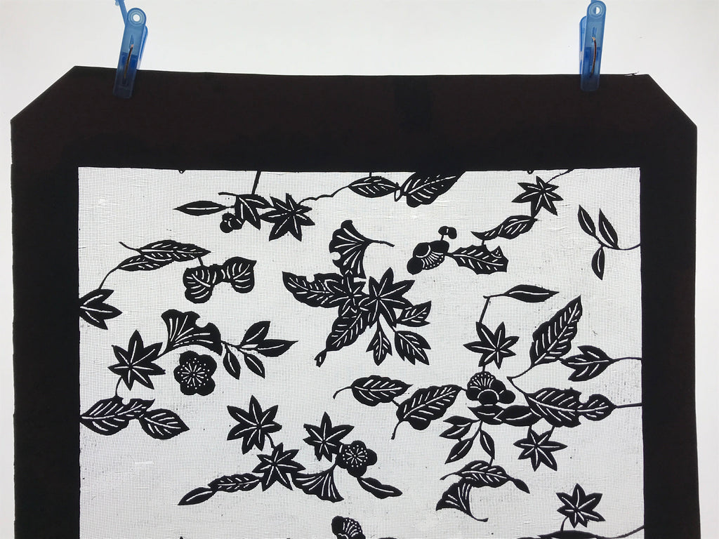 Antique Japanese Katagami Kimono Paper Stencil Katazome Autumn Leaves 4Y553