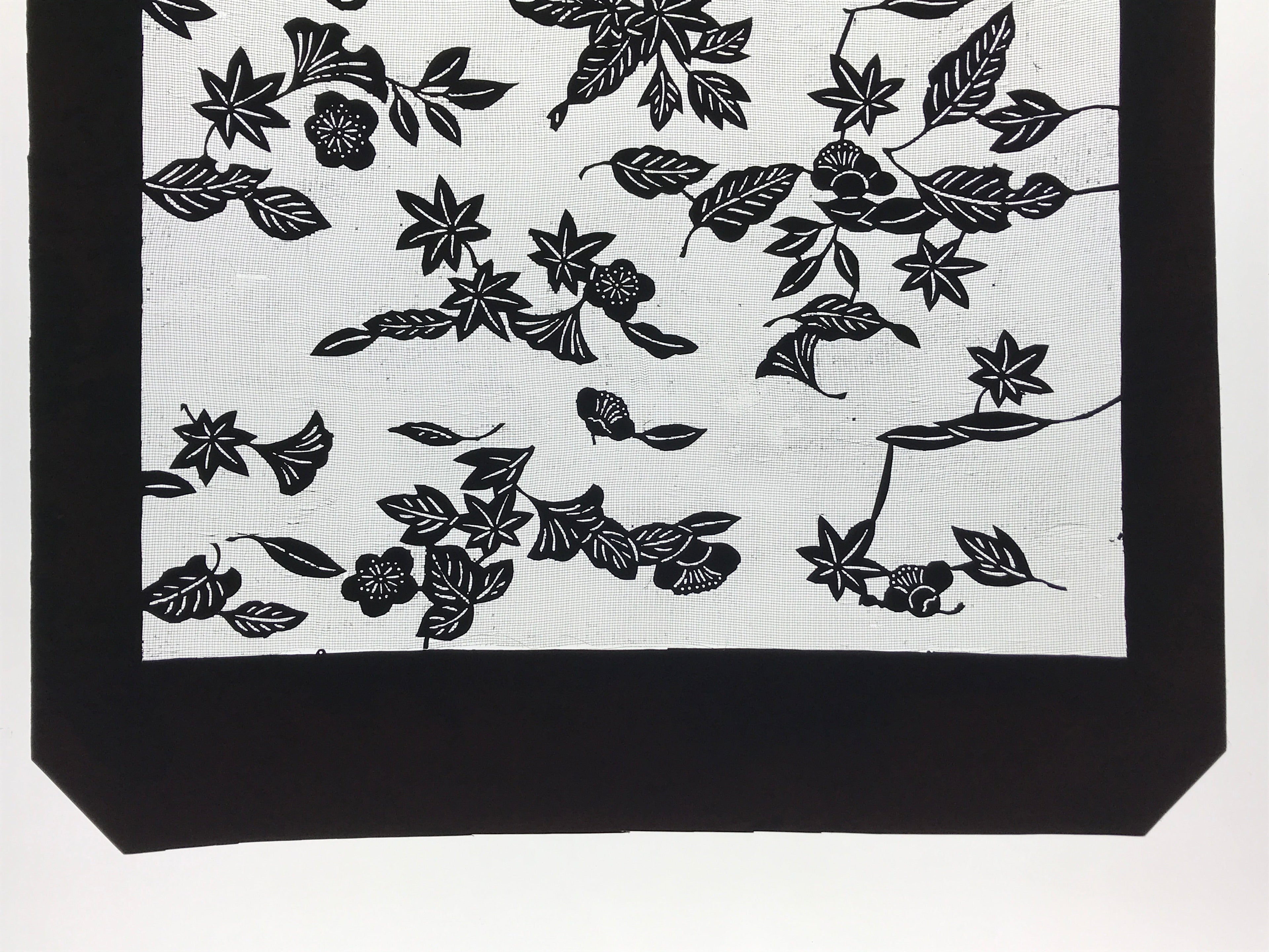 Antique Japanese Katagami Kimono Paper Stencil Katazome Autumn Leaves 4Y553