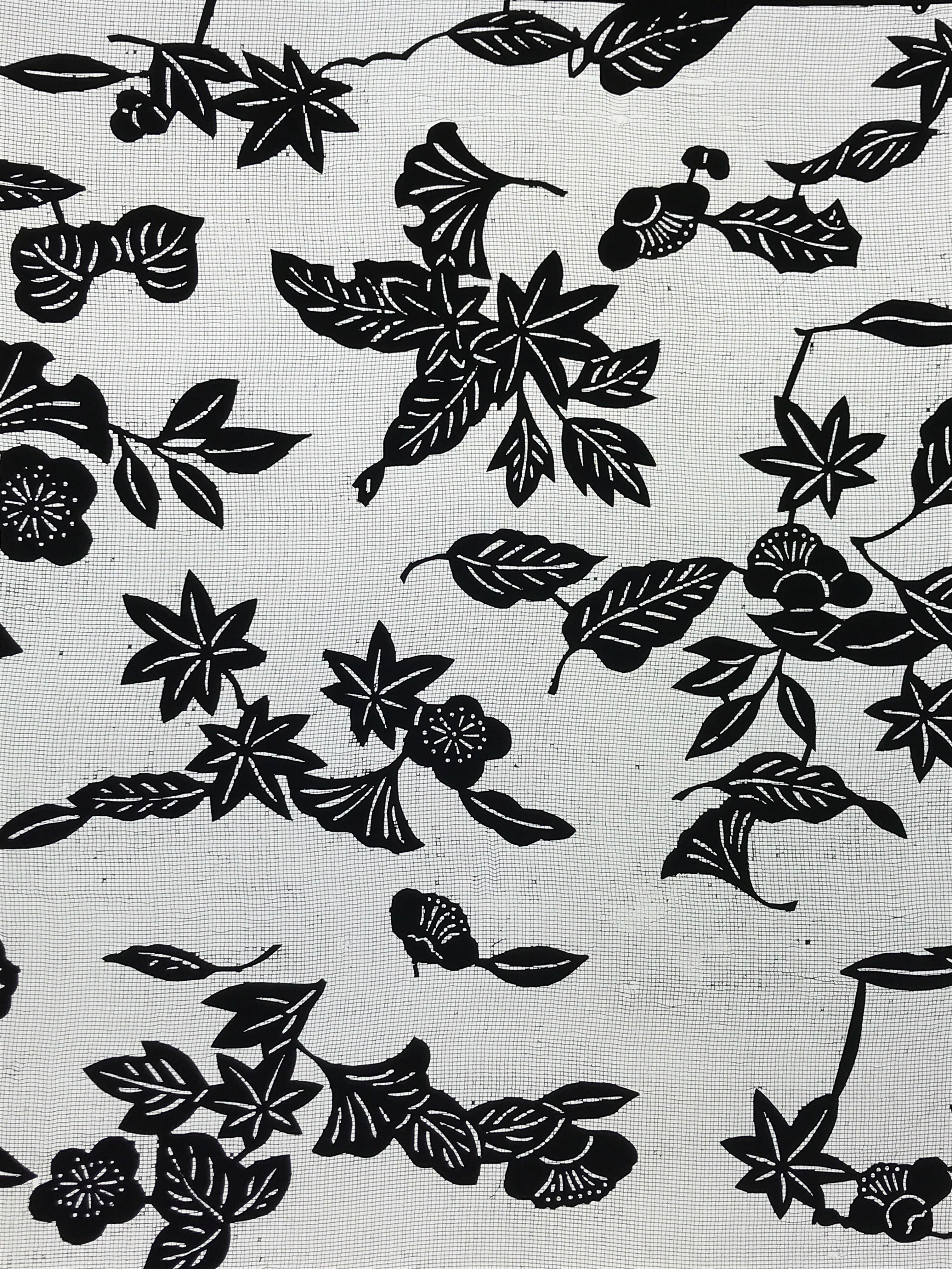 Antique Japanese Katagami Kimono Paper Stencil Katazome Autumn Leaves 4Y553