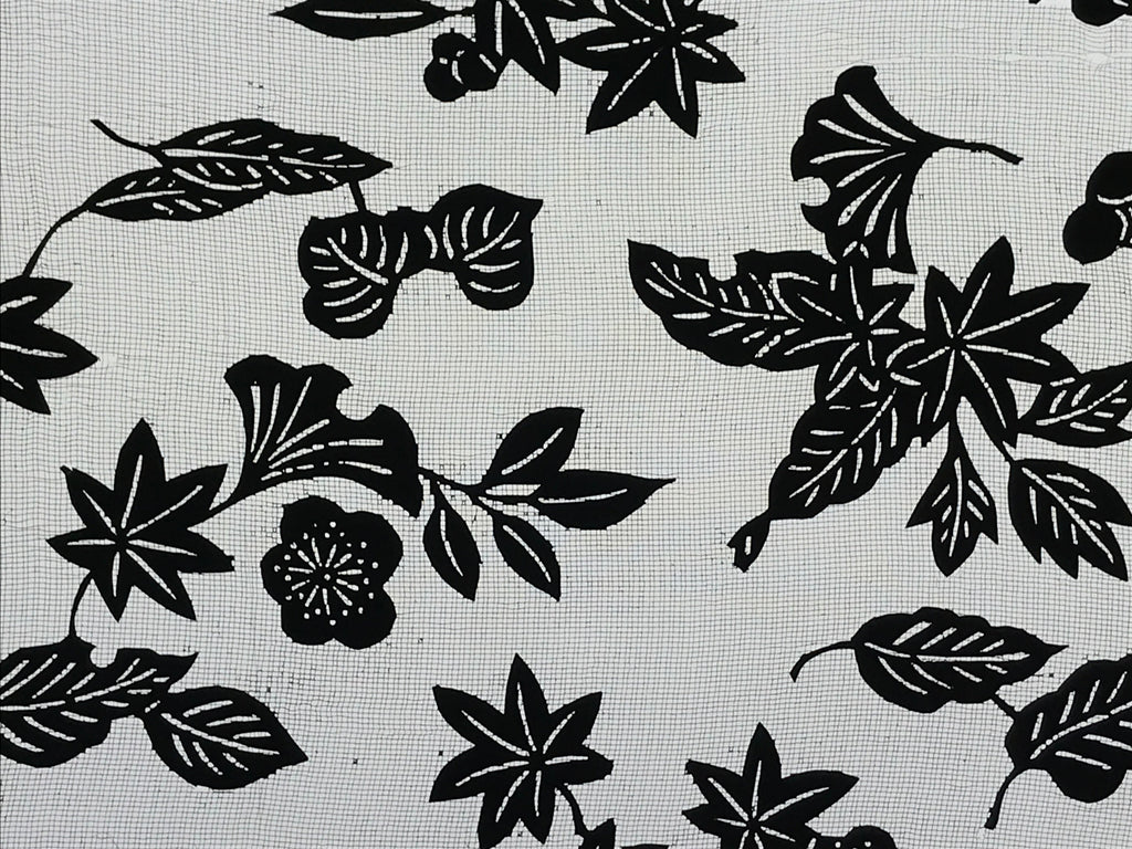 Antique Japanese Katagami Kimono Paper Stencil Katazome Autumn Leaves 4Y553