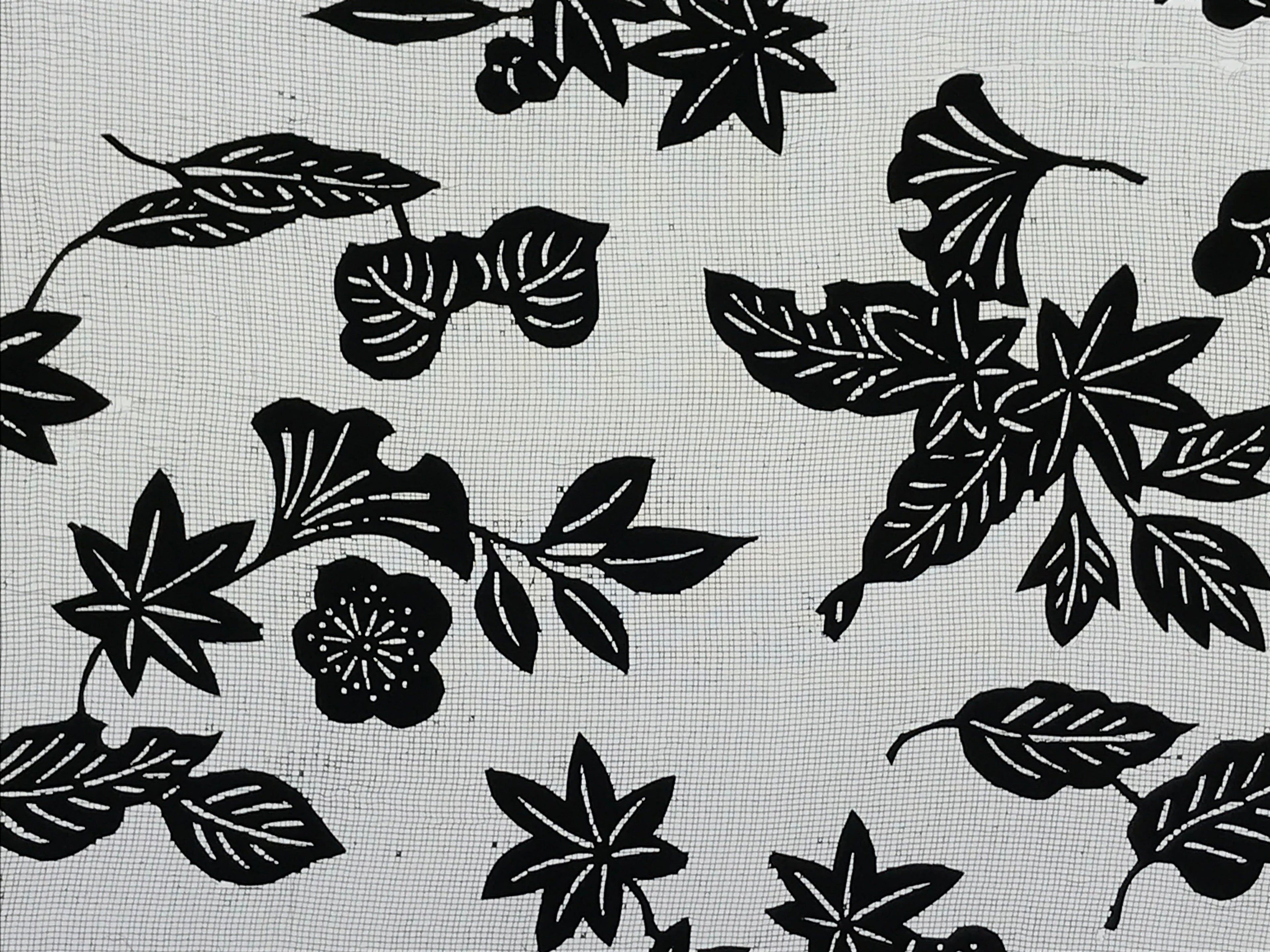Antique Japanese Katagami Kimono Paper Stencil Katazome Autumn Leaves 4Y553