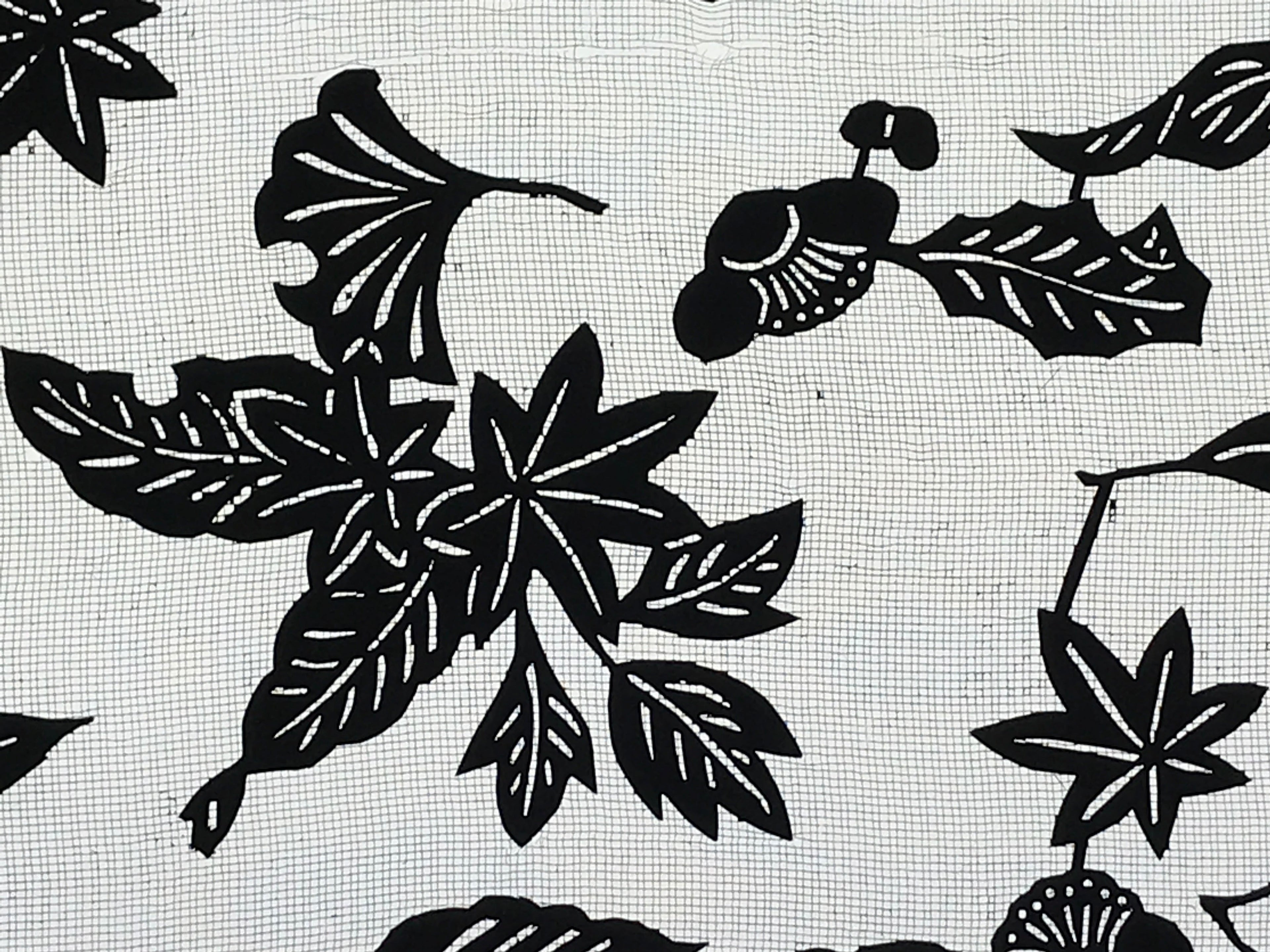Antique Japanese Katagami Kimono Paper Stencil Katazome Autumn Leaves 4Y553