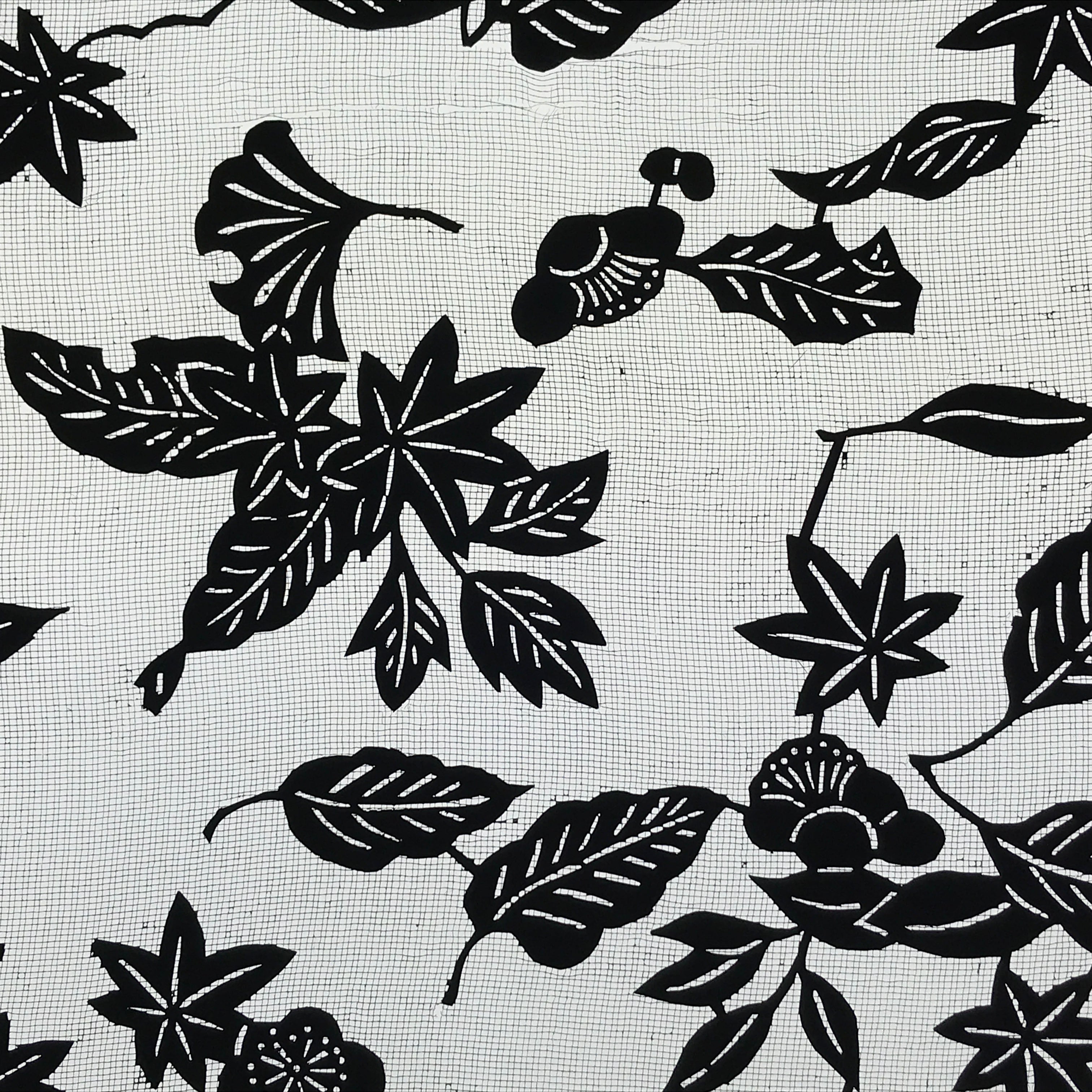 Antique Japanese Katagami Kimono Paper Stencil Katazome Autumn Leaves 4Y553