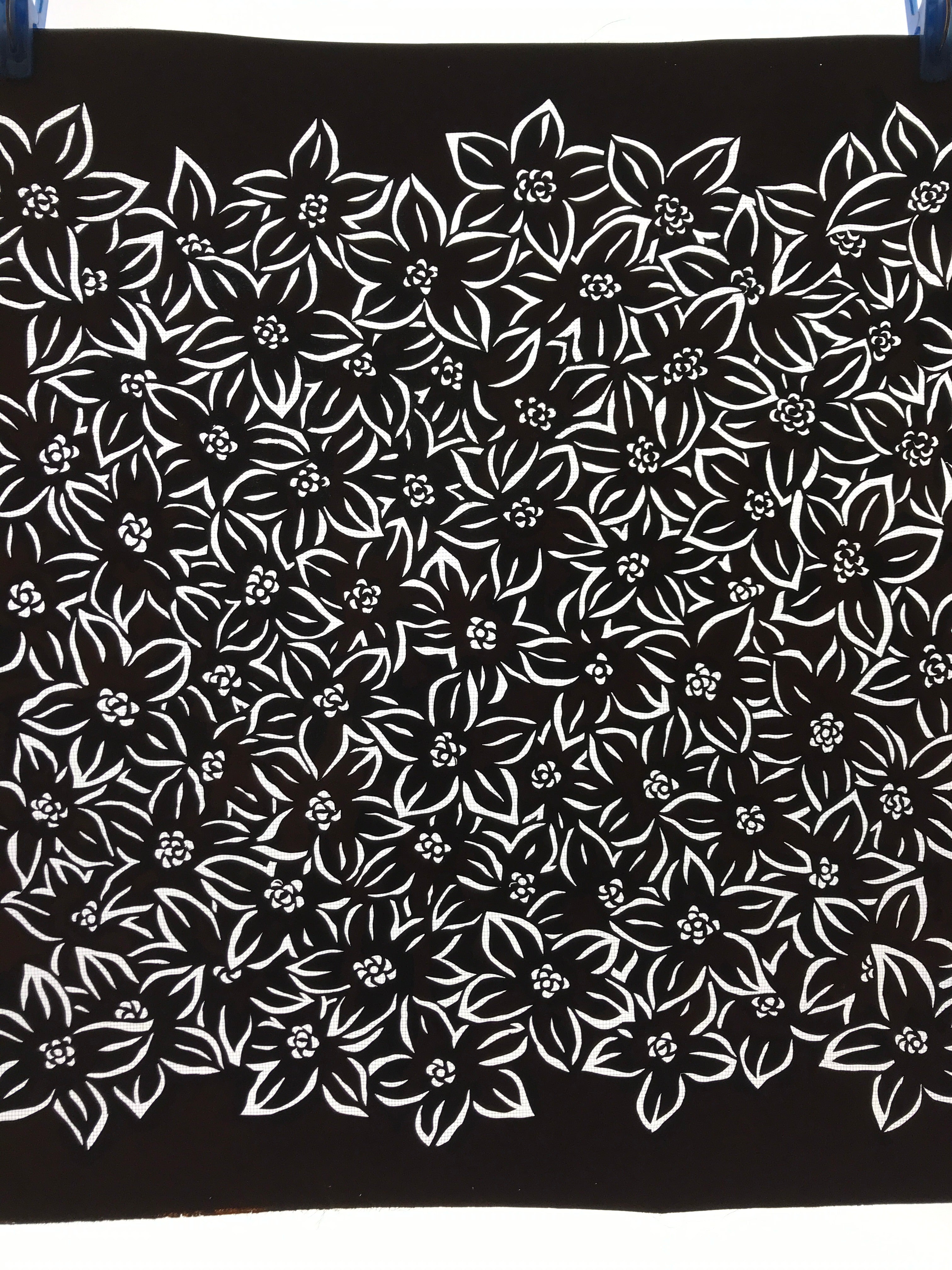 Antique Japanese Katagami Kimono Paper Stencil Katazome Azalea Tsutsuji 4Y566