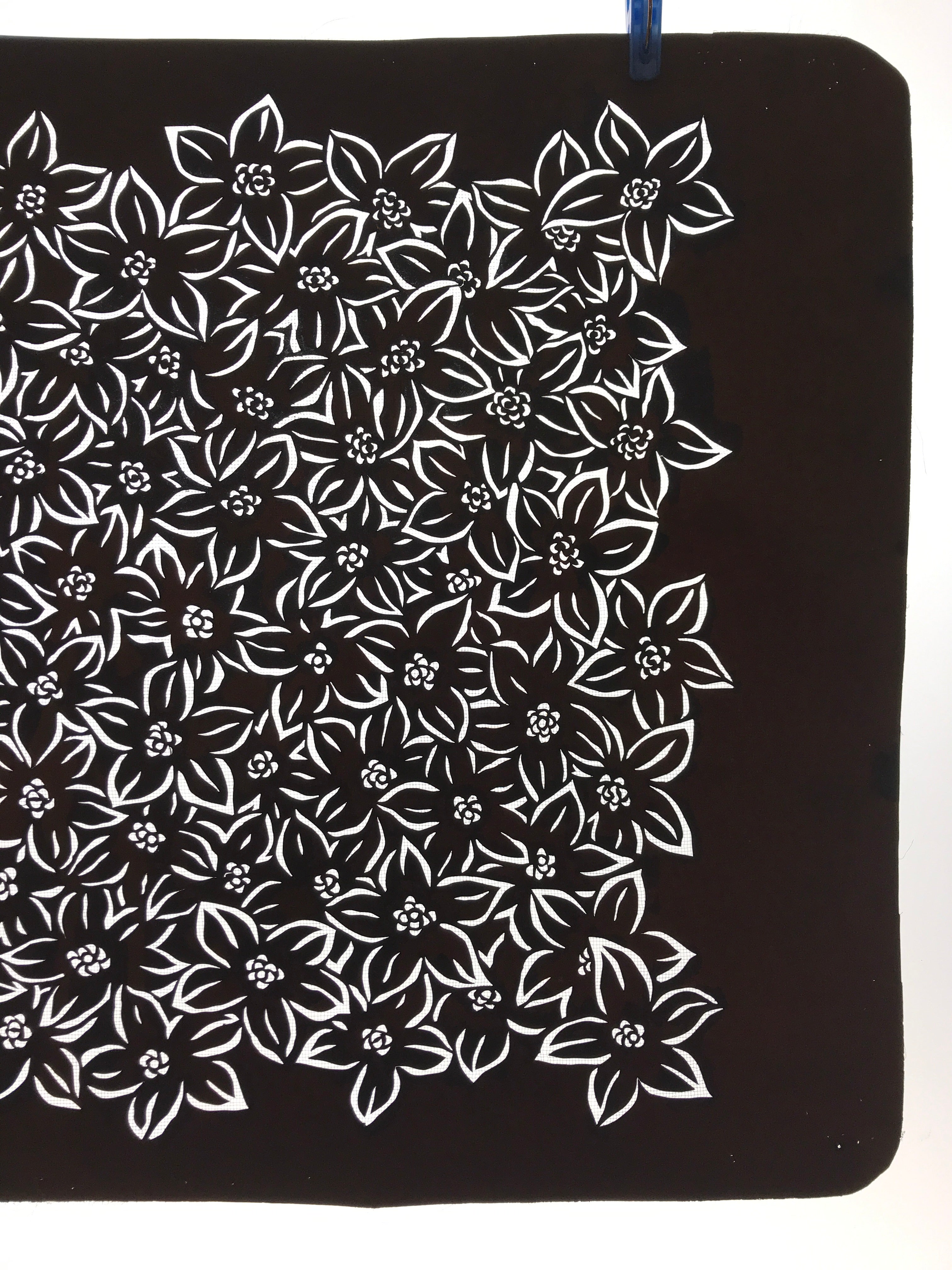 Antique Japanese Katagami Kimono Paper Stencil Katazome Azalea Tsutsuji 4Y566