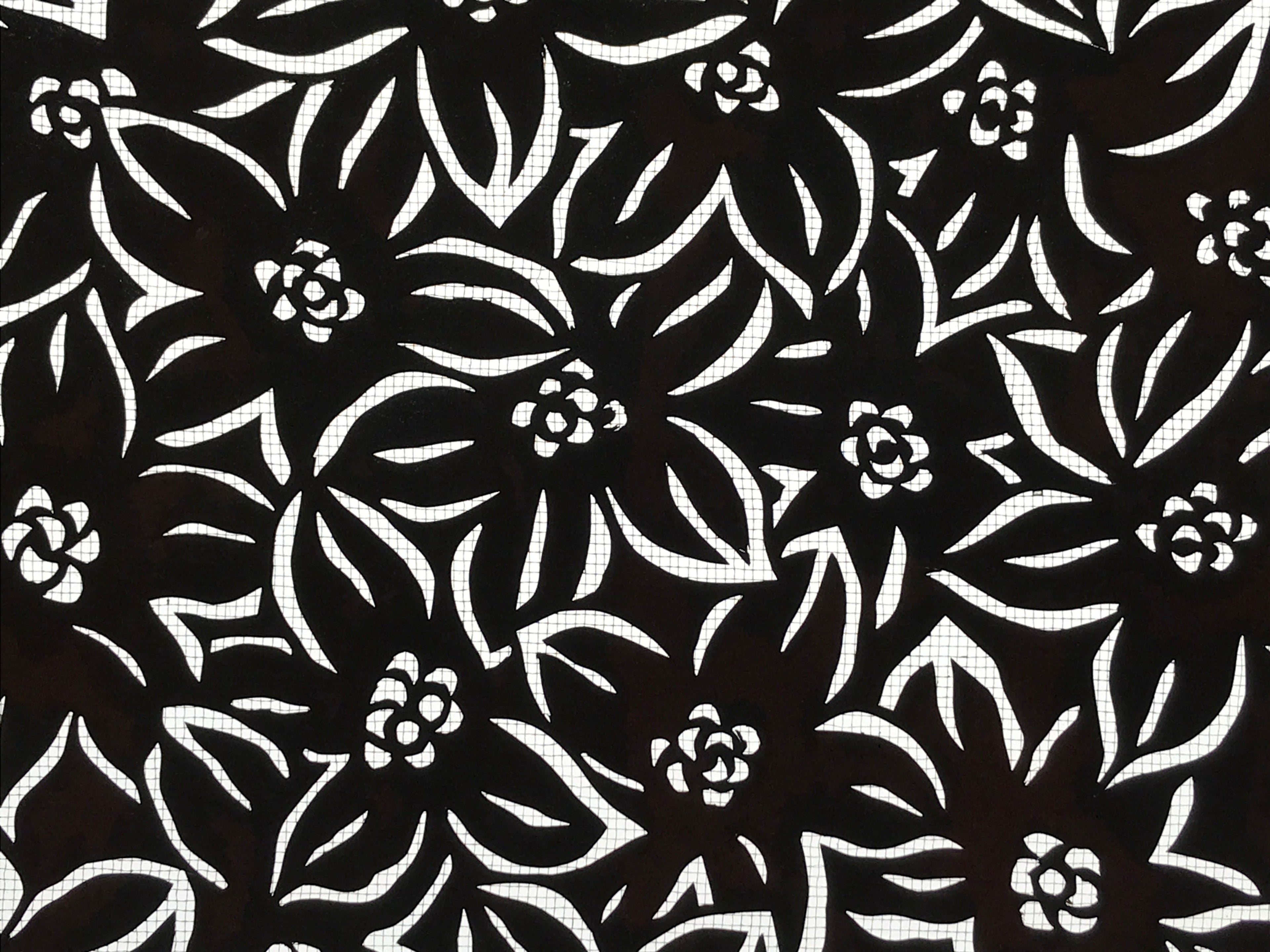 Antique Japanese Katagami Kimono Paper Stencil Katazome Azalea Tsutsuji 4Y566
