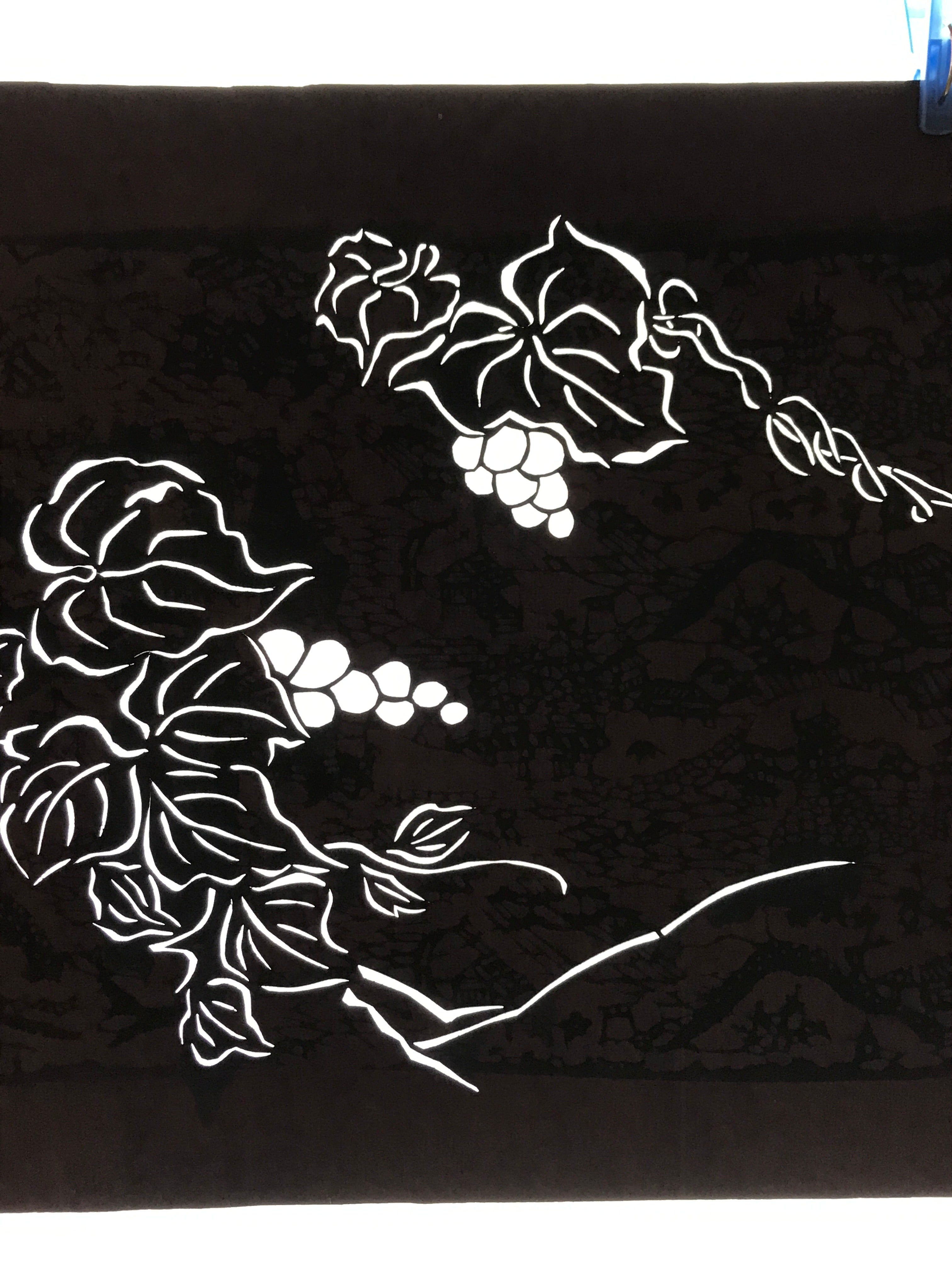 Antique Japanese Katagami Kimono Paper Stencil Katazome Berries Leaves 4Y580